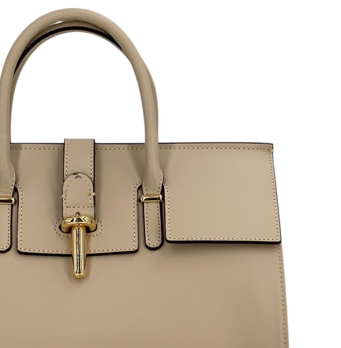 Fleur – Women's handbag and shoulder bag in genuine Italian leather with rigid handles and removable shoulder strap