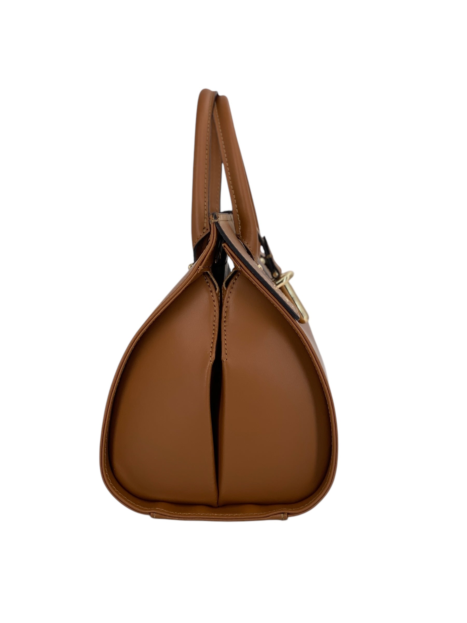 Fleur – Women's handbag and shoulder bag in genuine Italian leather with rigid handles and removable shoulder strap
