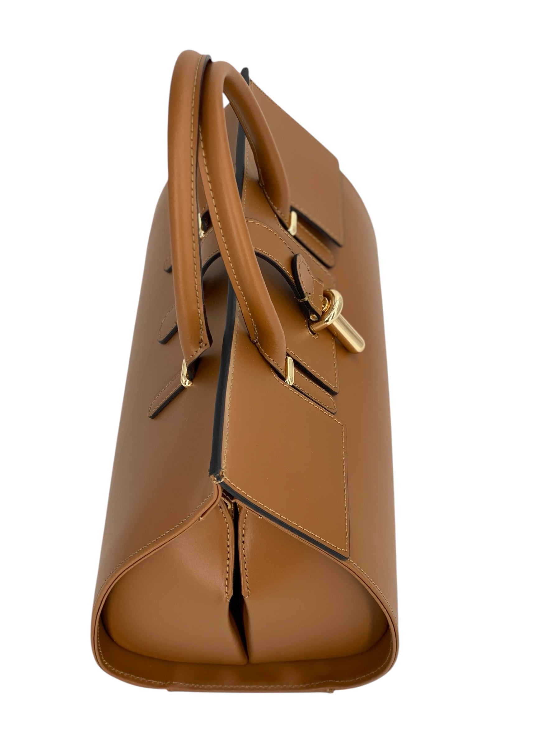 Fleur – Women's handbag and shoulder bag in genuine Italian leather with rigid handles and removable shoulder strap