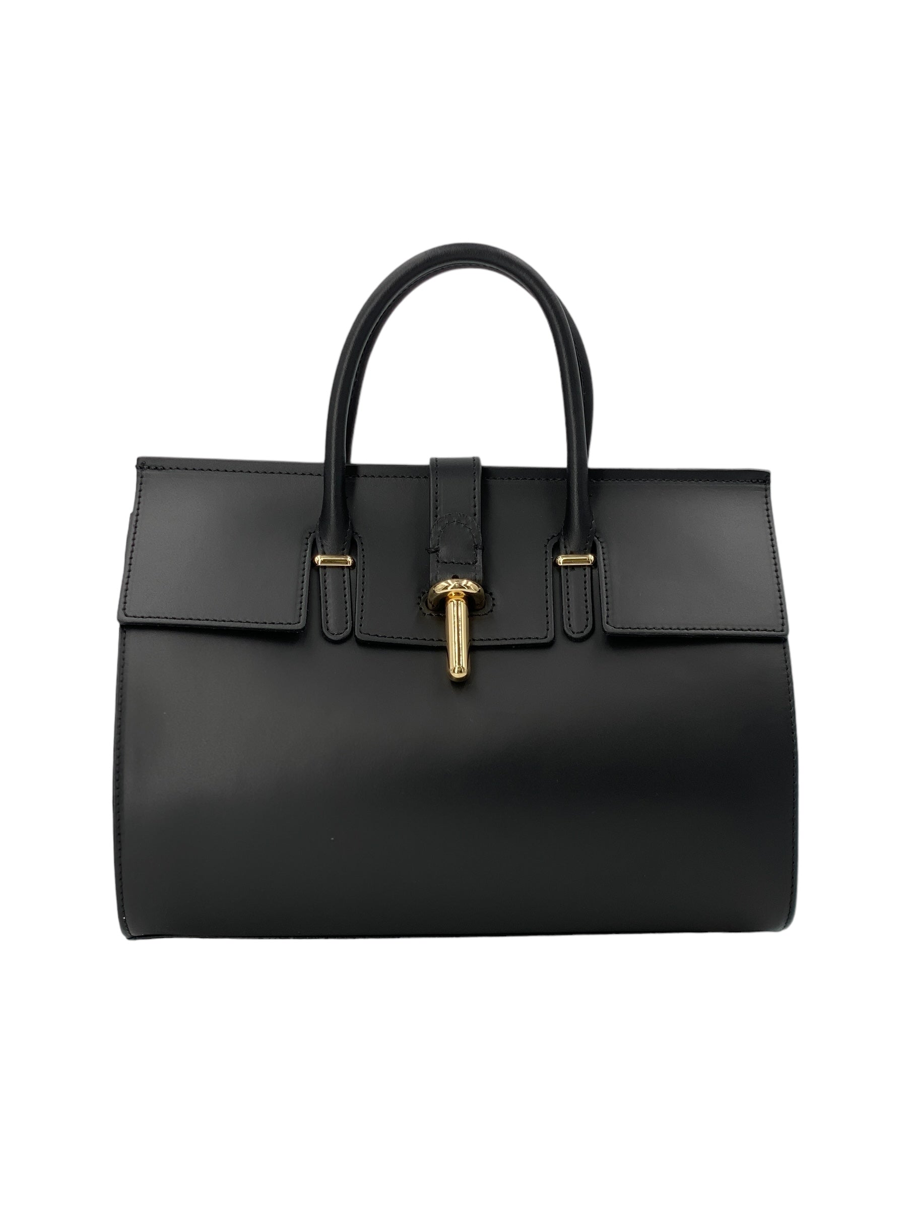 Fleur – Women's handbag and shoulder bag in genuine Italian leather with rigid handles and removable shoulder strap