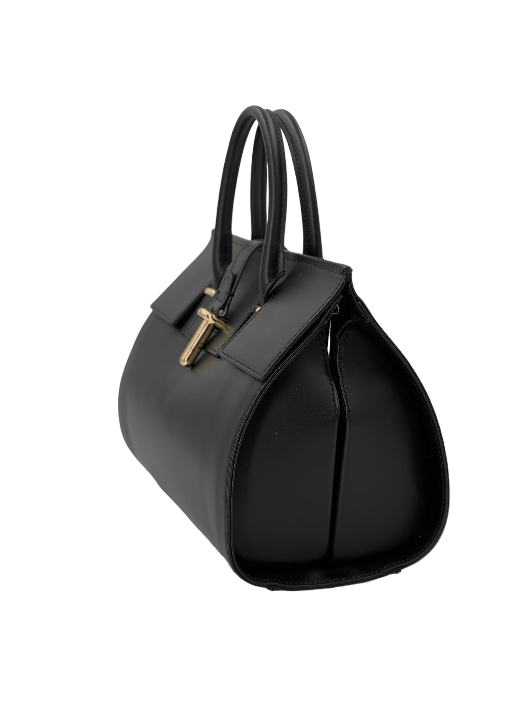 Fleur – Women's handbag and shoulder bag in genuine Italian leather with rigid handles and removable shoulder strap