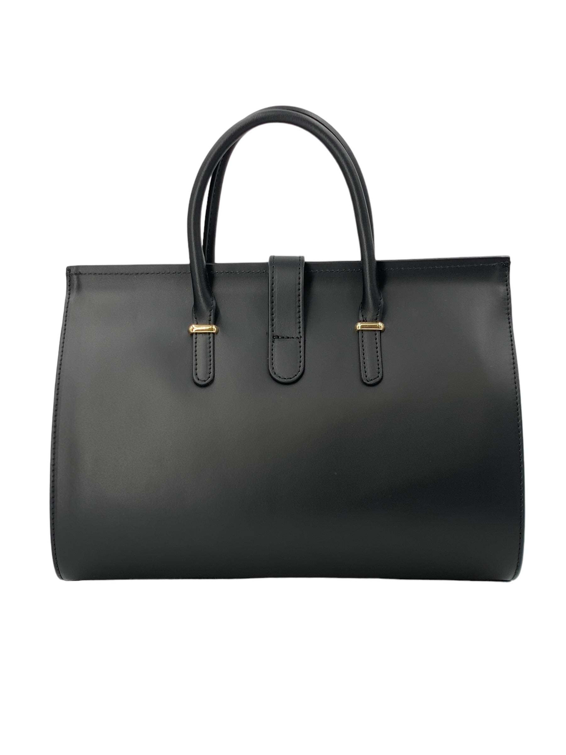 Fleur – Women's handbag and shoulder bag in genuine Italian leather with rigid handles and removable shoulder strap