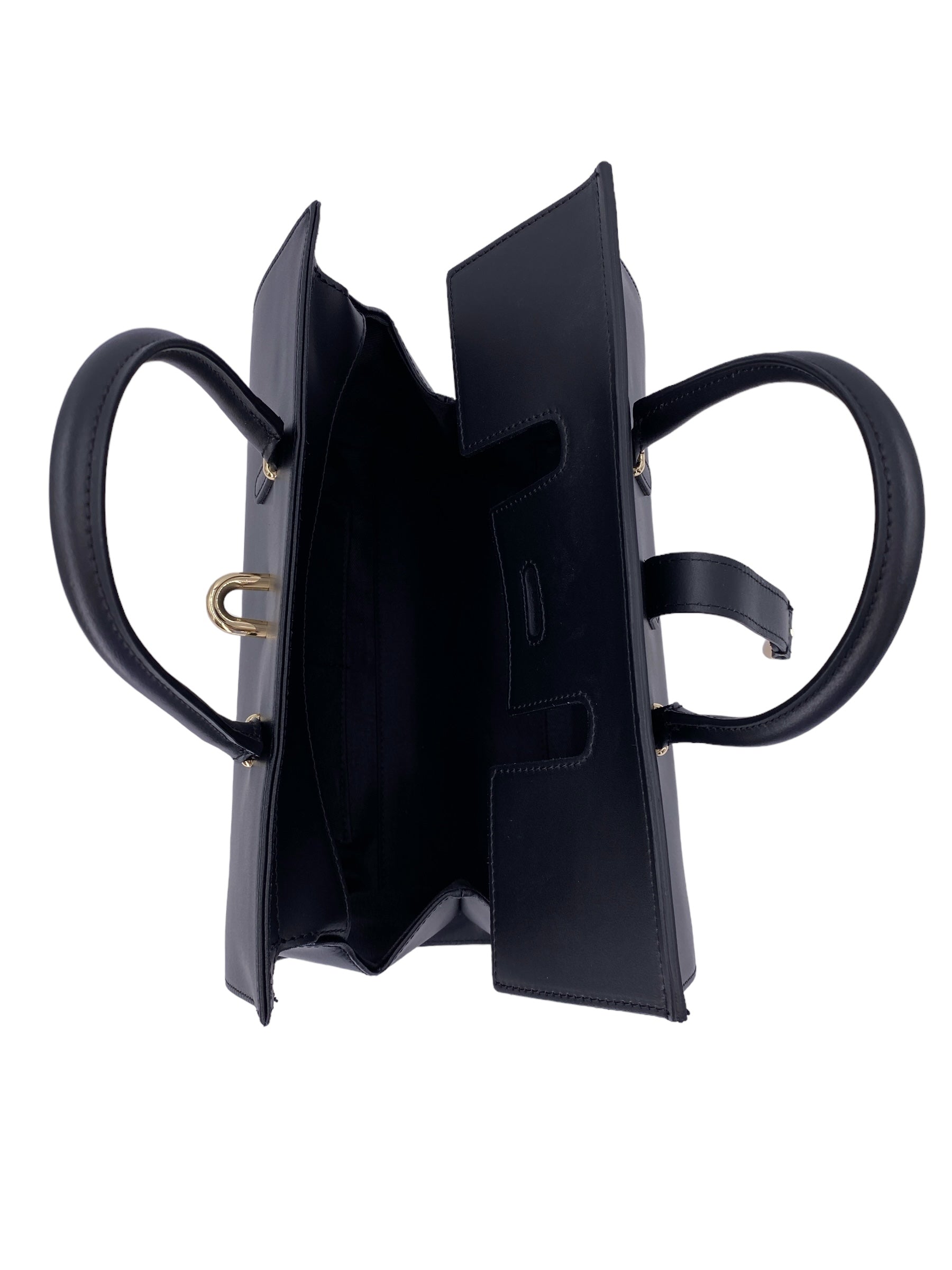 Fleur – Women's handbag and shoulder bag in genuine Italian leather with rigid handles and removable shoulder strap