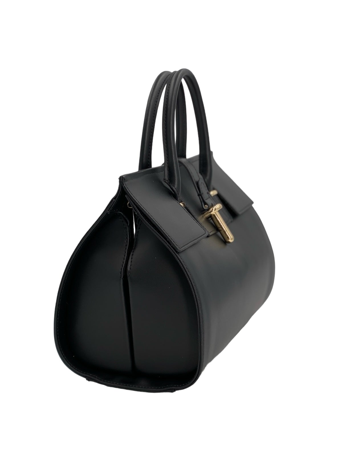 Fleur – Women's handbag and shoulder bag in genuine Italian leather with rigid handles and removable shoulder strap