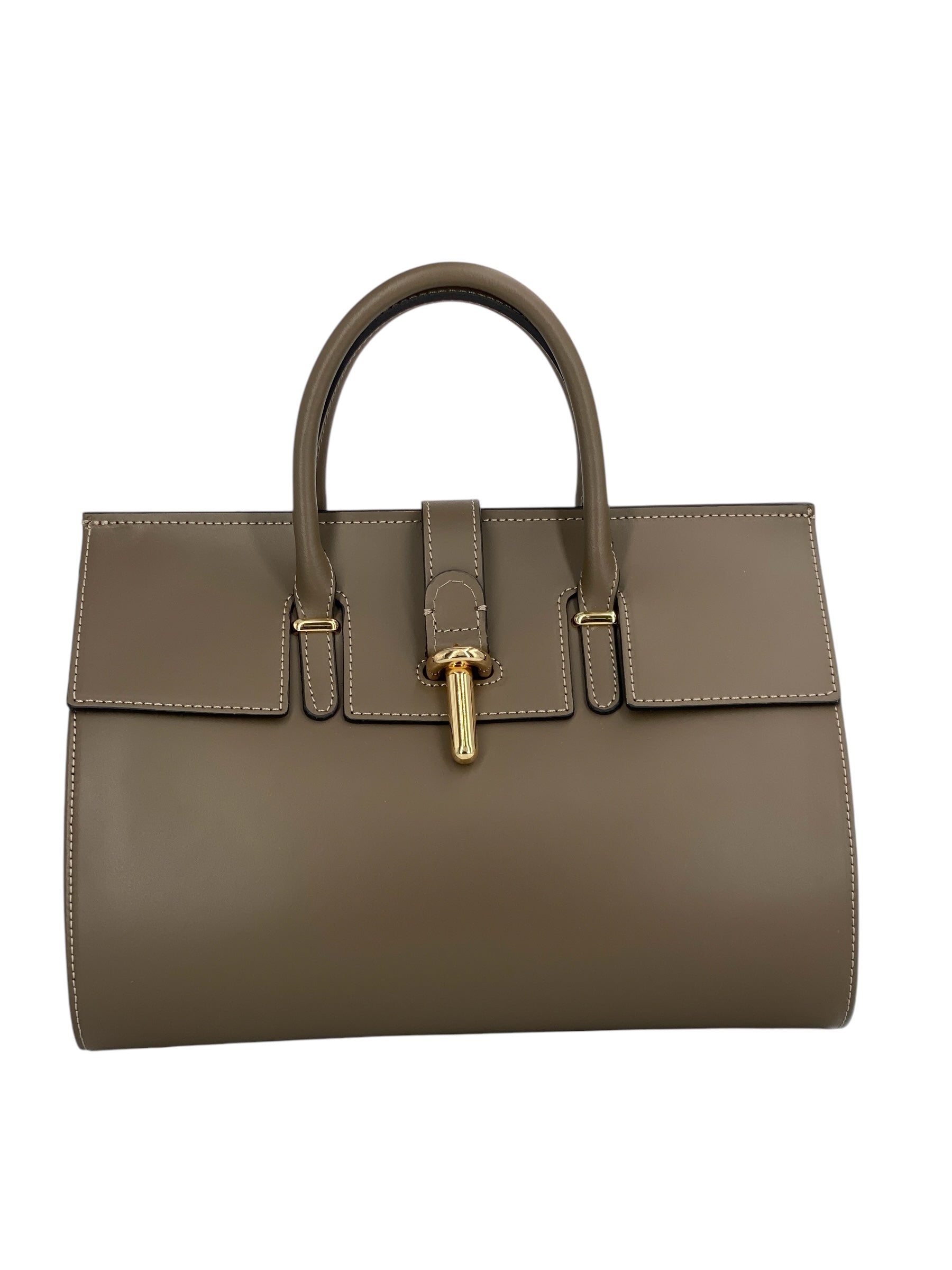 Fleur – Women's handbag and shoulder bag in genuine Italian leather with rigid handles and removable shoulder strap