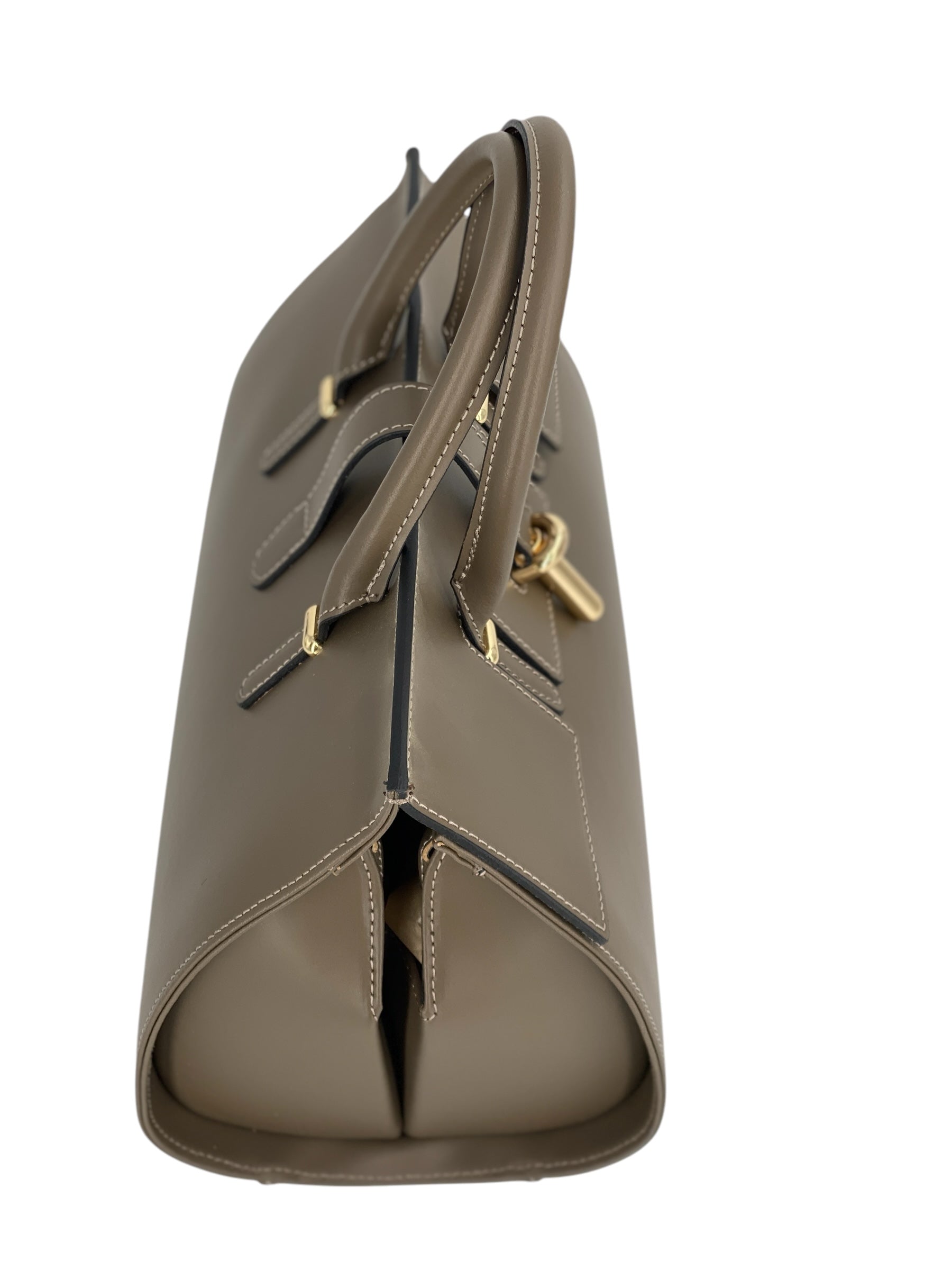 Fleur – Women's handbag and shoulder bag in genuine Italian leather with rigid handles and removable shoulder strap