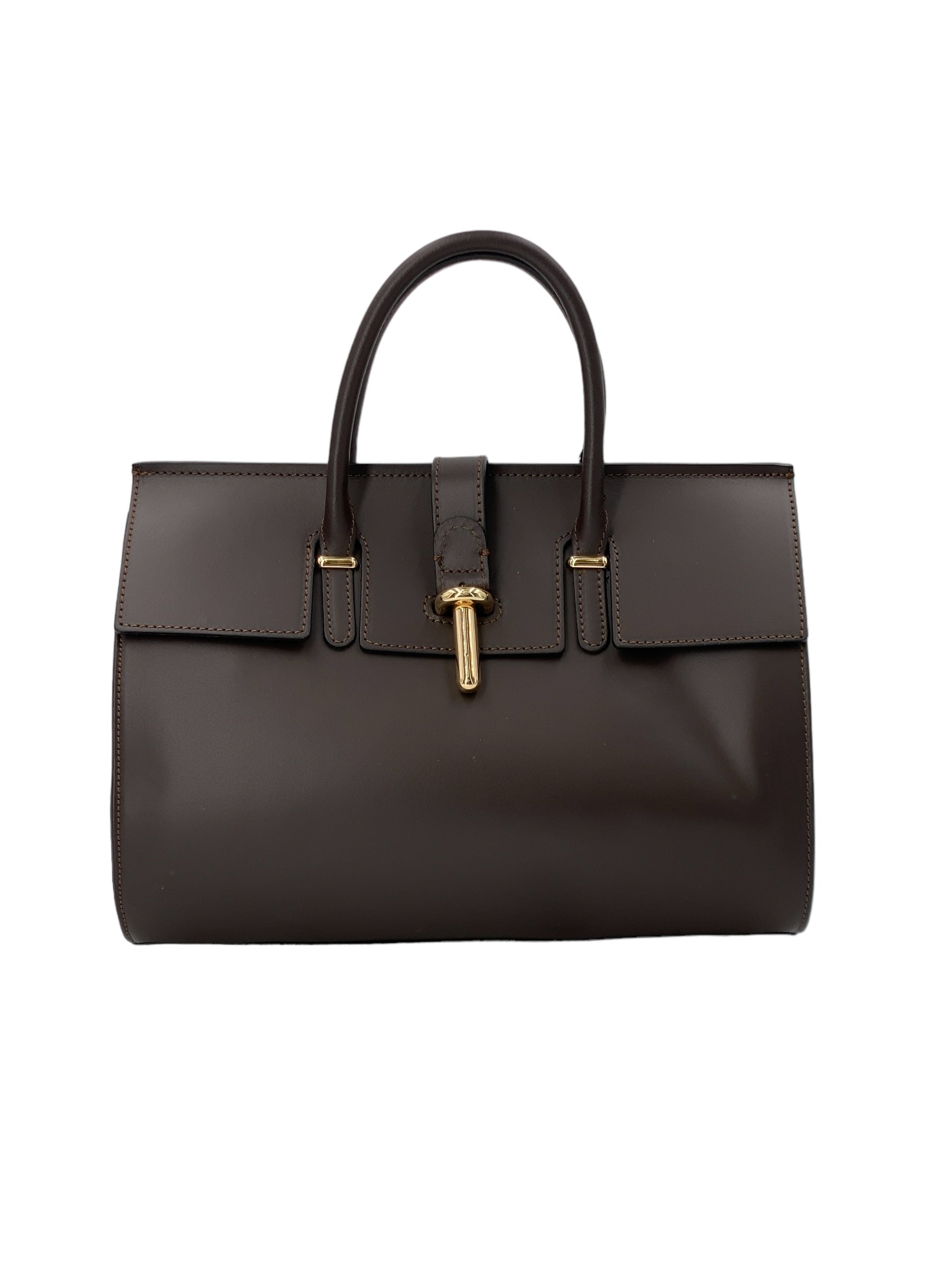 Fleur – Women's handbag and shoulder bag in genuine Italian leather with rigid handles and removable shoulder strap