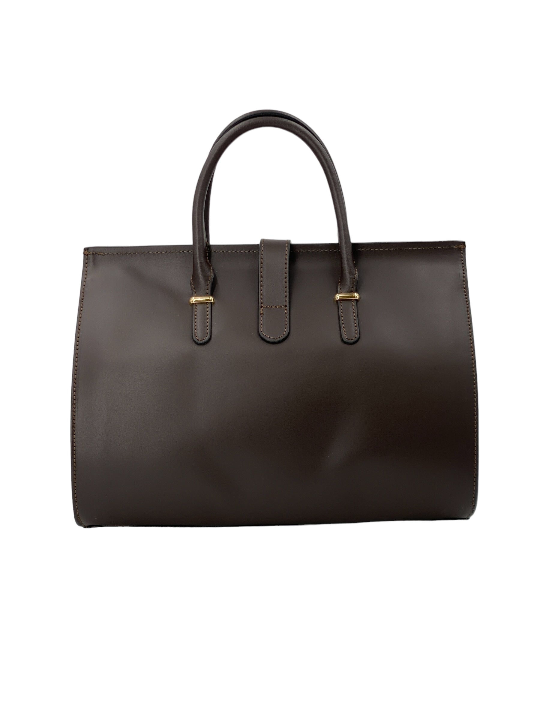 Fleur – Women's handbag and shoulder bag in genuine Italian leather with rigid handles and removable shoulder strap