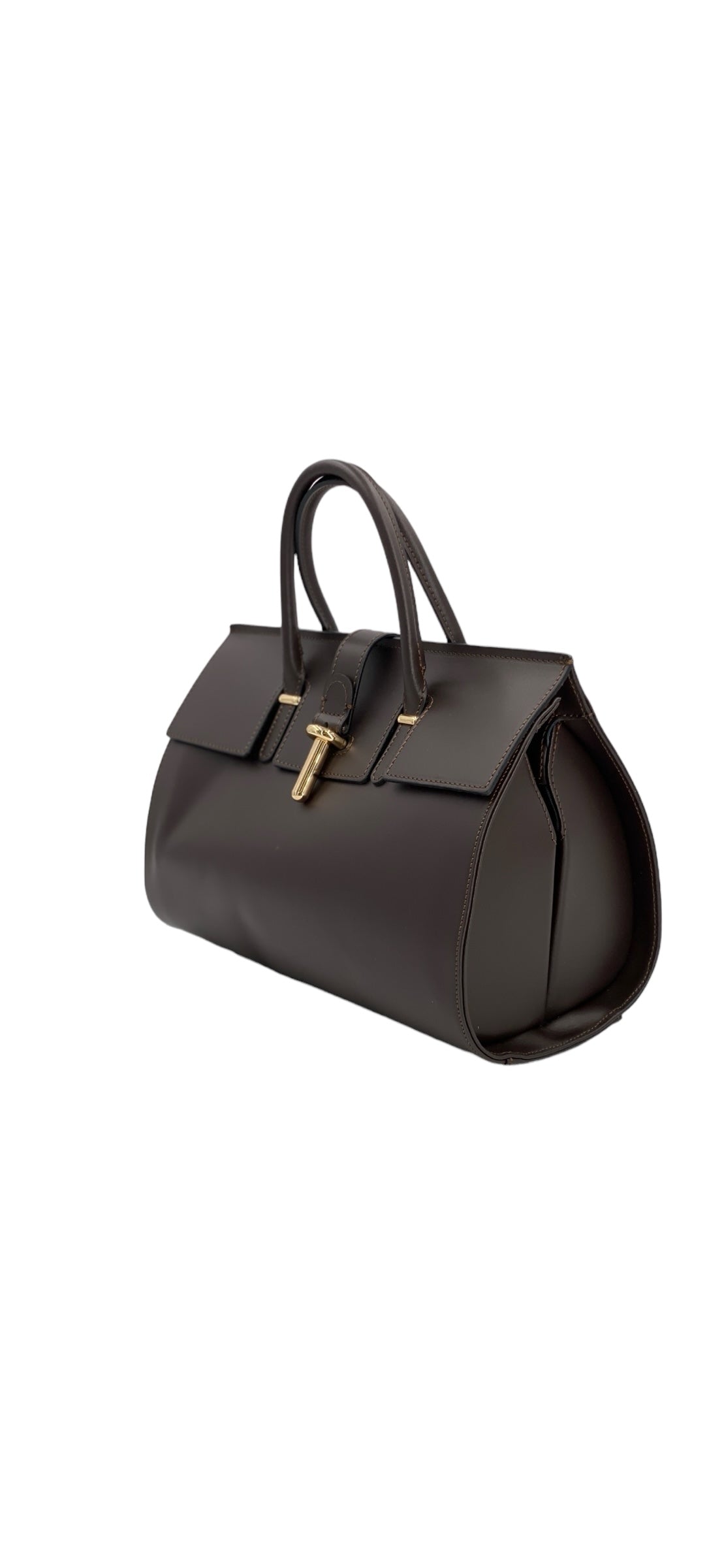 Fleur – Women's handbag and shoulder bag in genuine Italian leather with rigid handles and removable shoulder strap