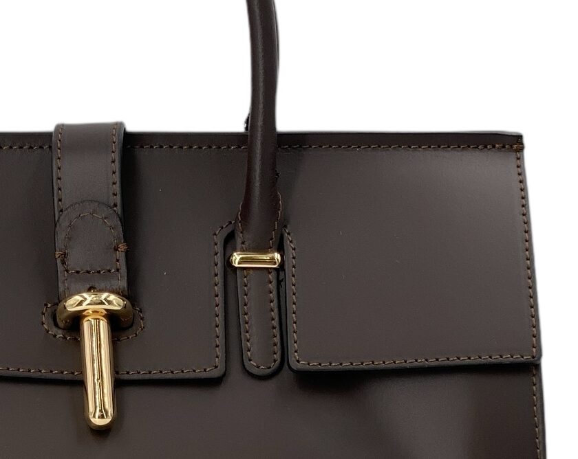 Fleur – Women's handbag and shoulder bag in genuine Italian leather with rigid handles and removable shoulder strap