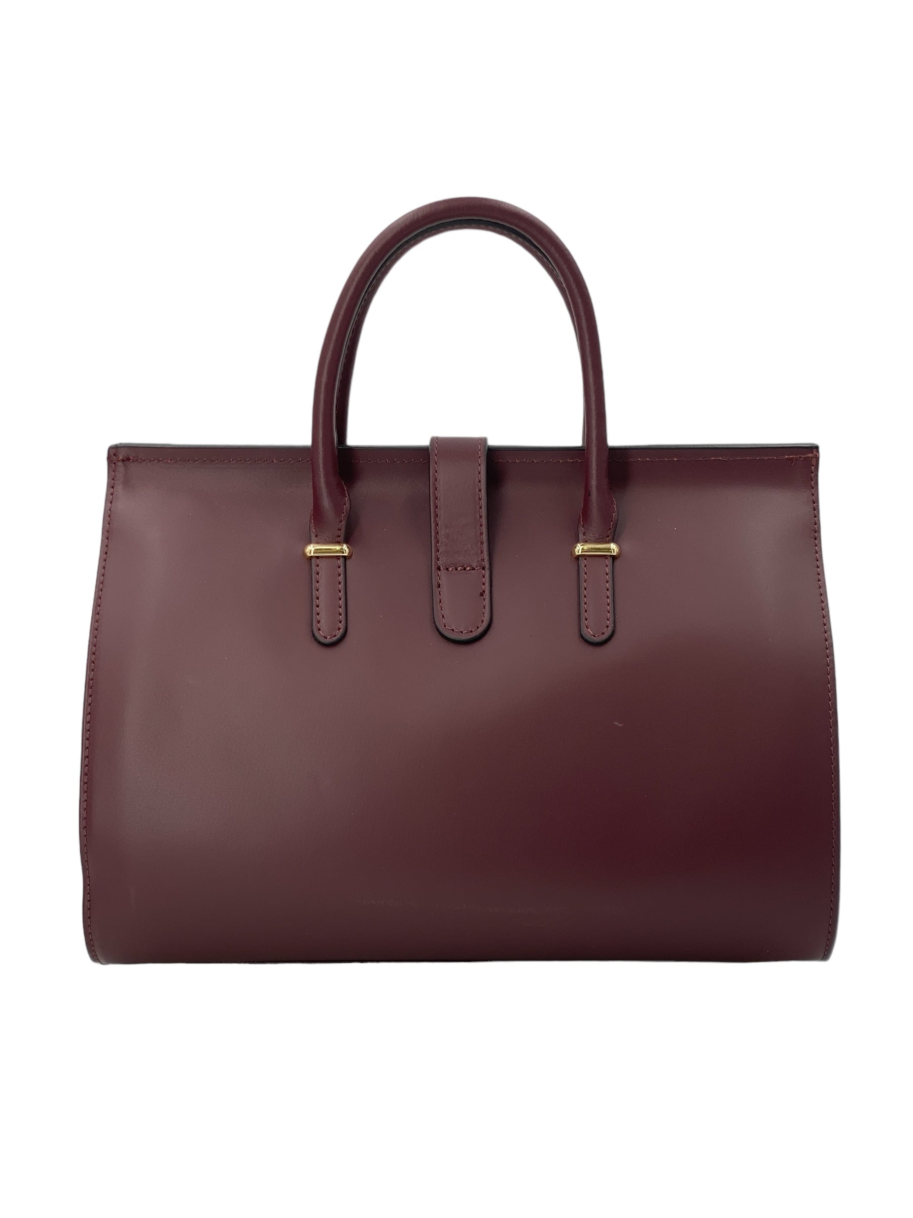 Fleur – Women's handbag and shoulder bag in genuine Italian leather with rigid handles and removable shoulder strap