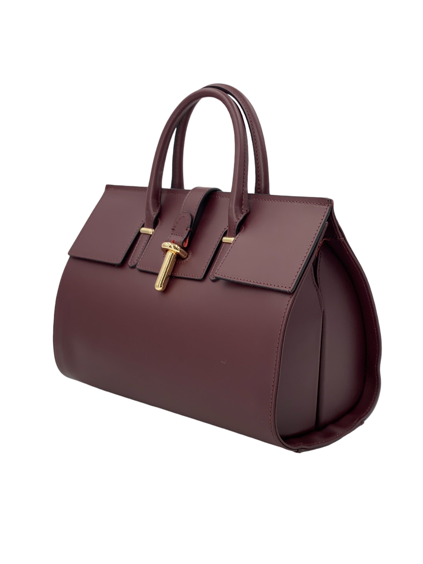 Fleur – Women's handbag and shoulder bag in genuine Italian leather with rigid handles and removable shoulder strap