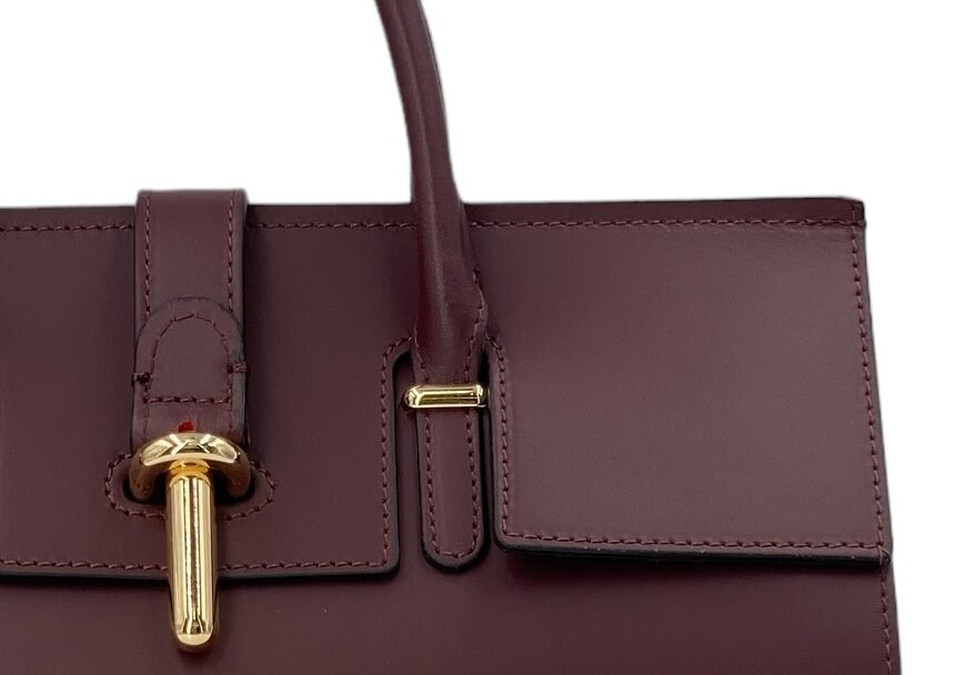 Fleur – Women's handbag and shoulder bag in genuine Italian leather with rigid handles and removable shoulder strap