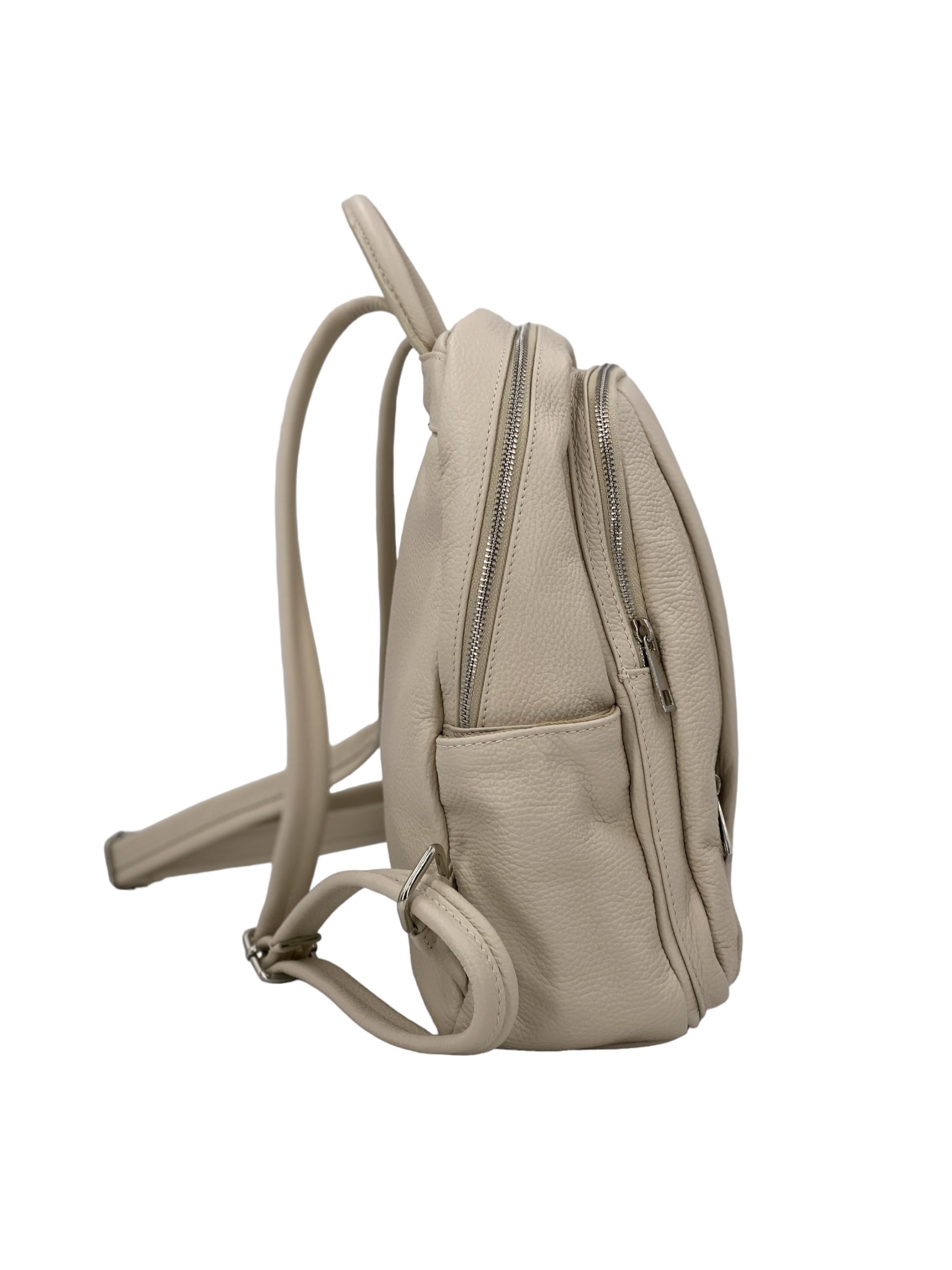 Jolie – Women's backpack in genuine hammered Italian leather with double compartment and multifunctional pockets