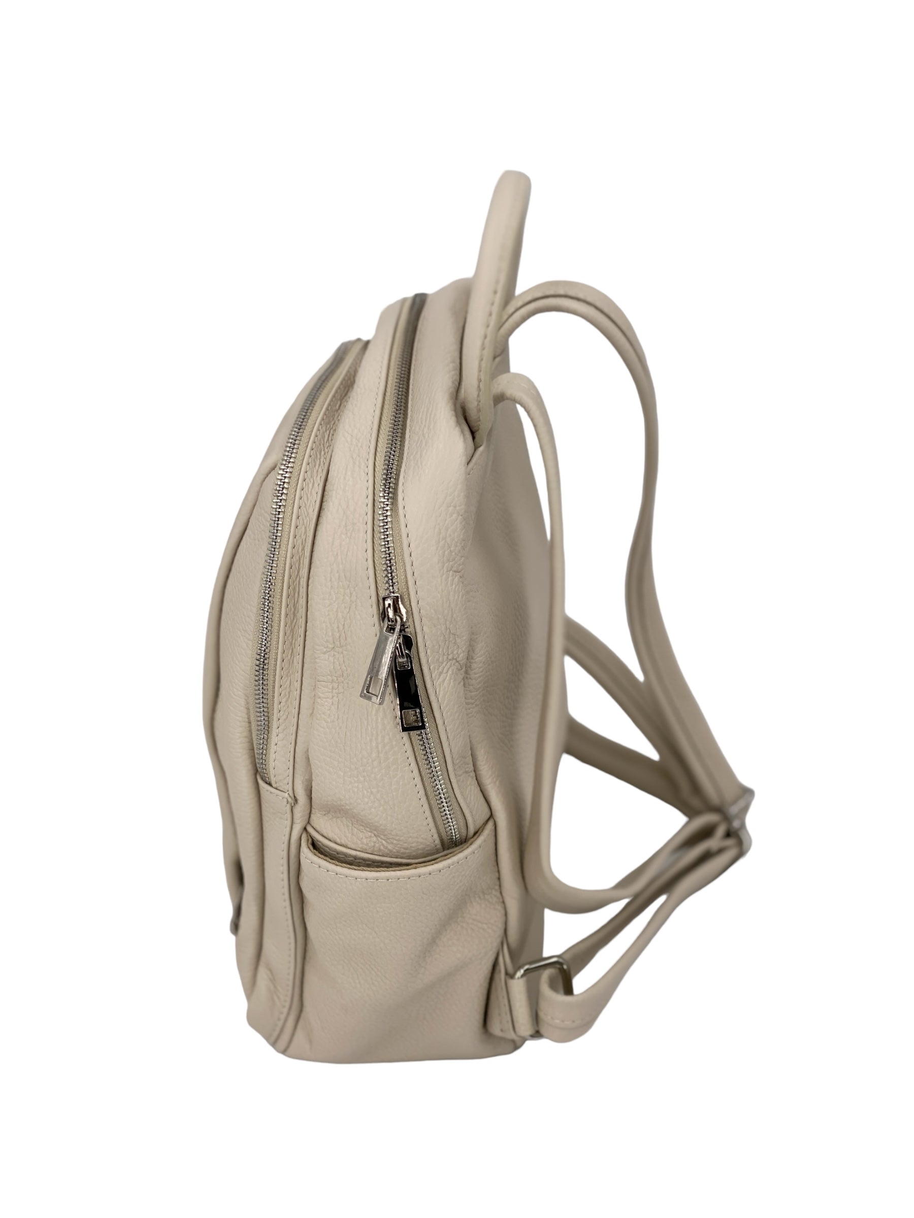 Jolie – Women's backpack in genuine hammered Italian leather with double compartment and multifunctional pockets