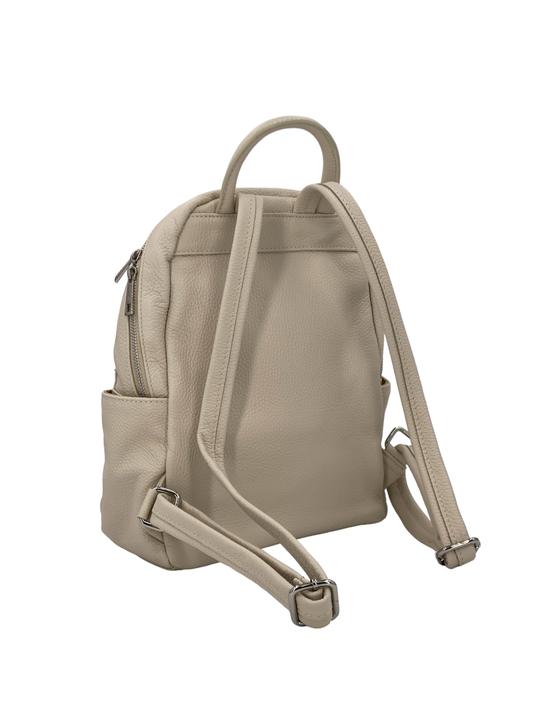 Jolie – Women's backpack in genuine hammered Italian leather with double compartment and multifunctional pockets