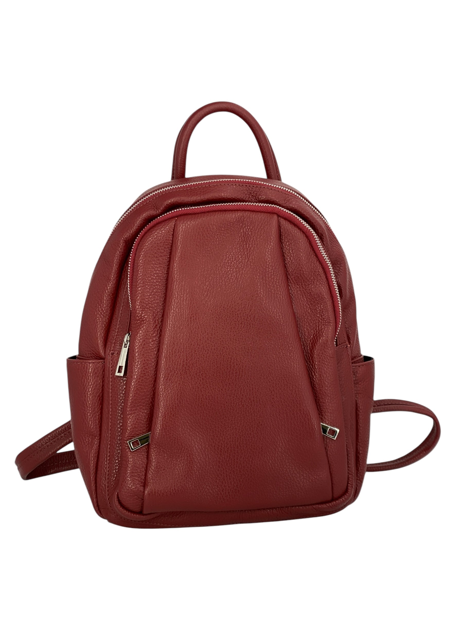 Jolie – Women's backpack in genuine hammered Italian leather with double compartment and multifunctional pockets