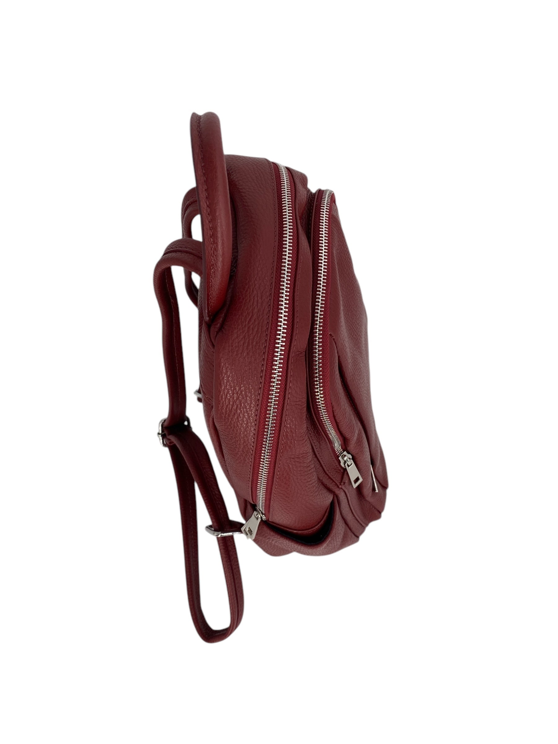 Jolie – Women's backpack in genuine hammered Italian leather with double compartment and multifunctional pockets