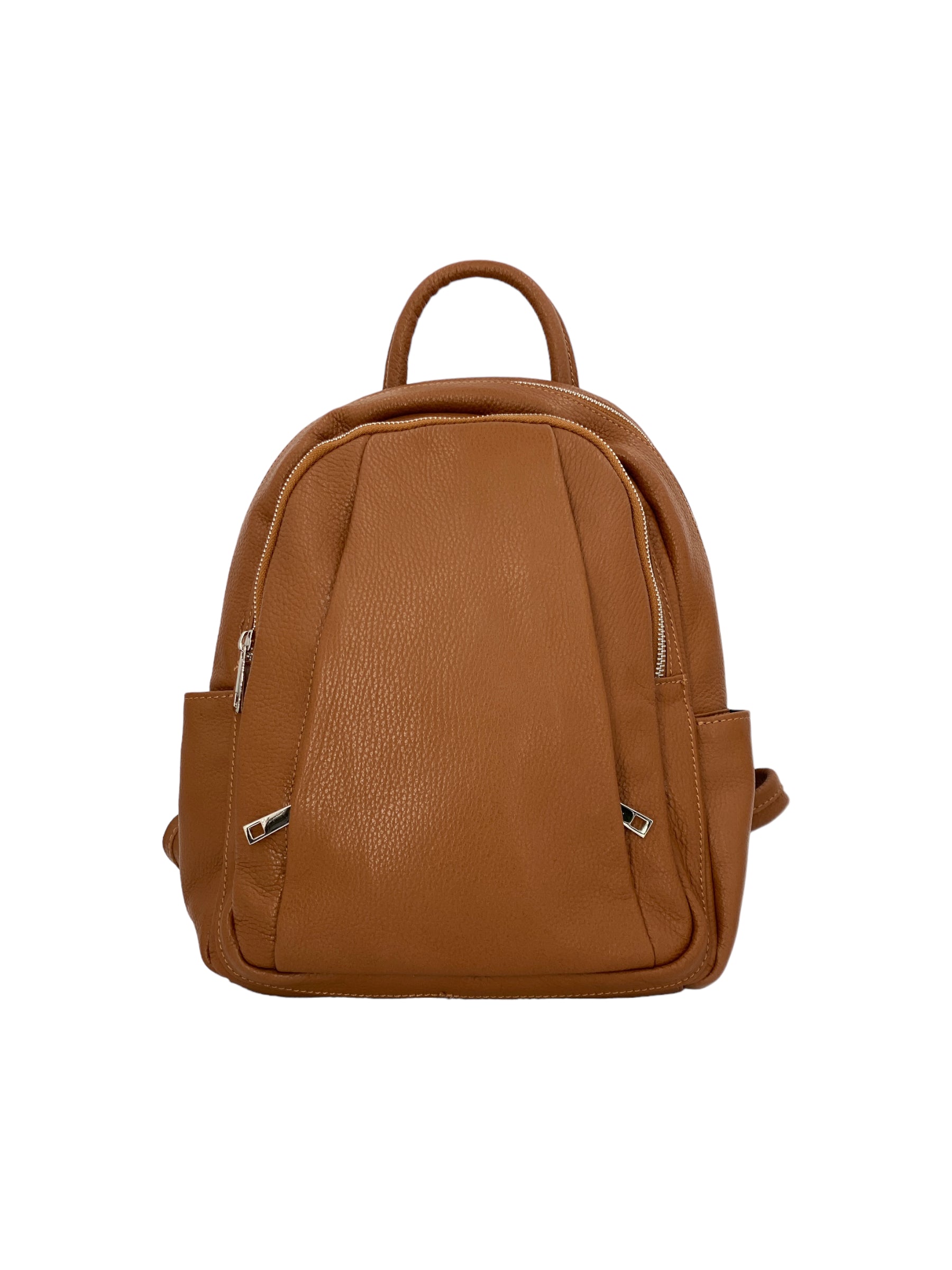 Jolie – Women's backpack in genuine hammered Italian leather with double compartment and multifunctional pockets