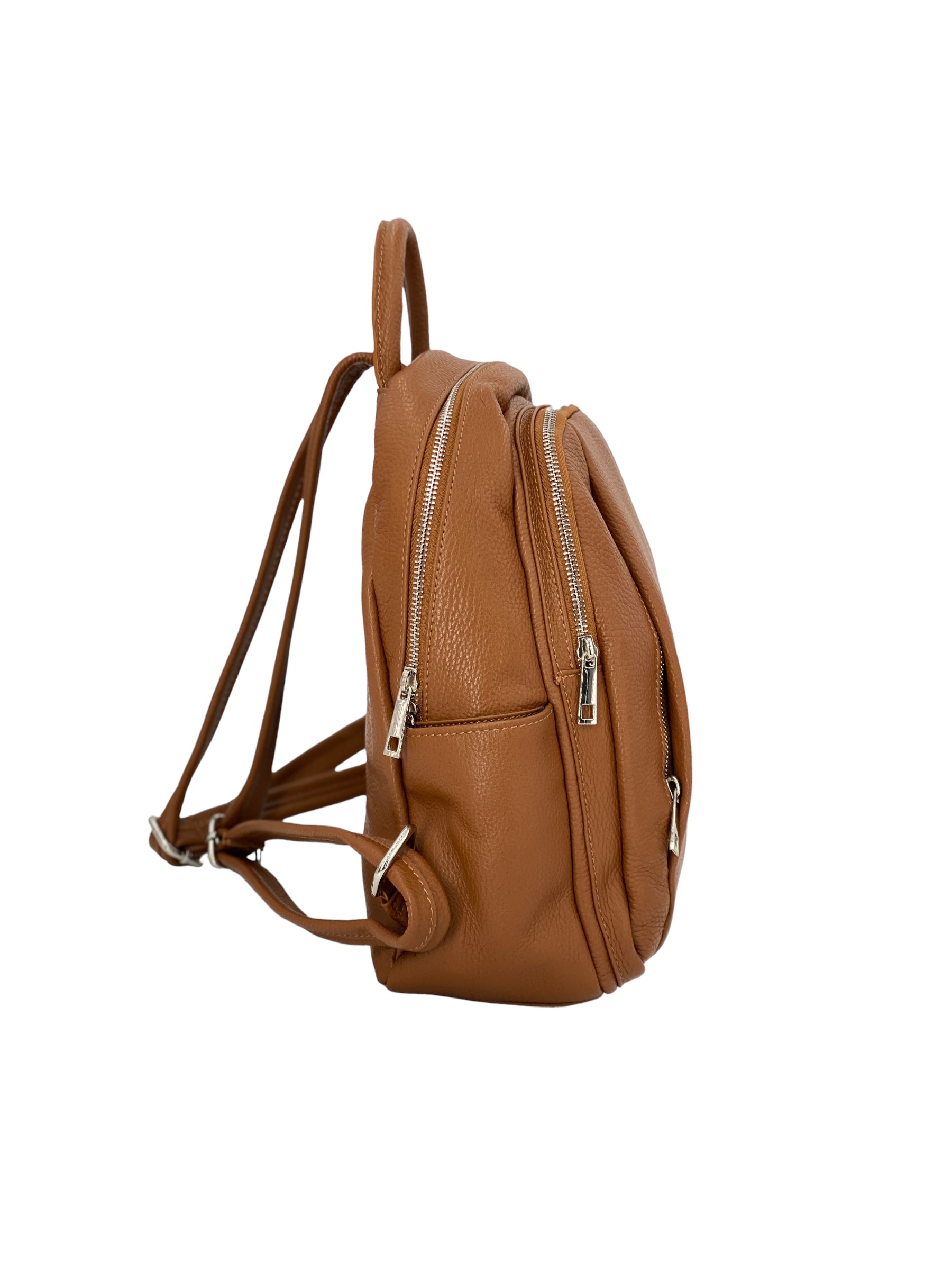 Jolie – Women's backpack in genuine hammered Italian leather with double compartment and multifunctional pockets