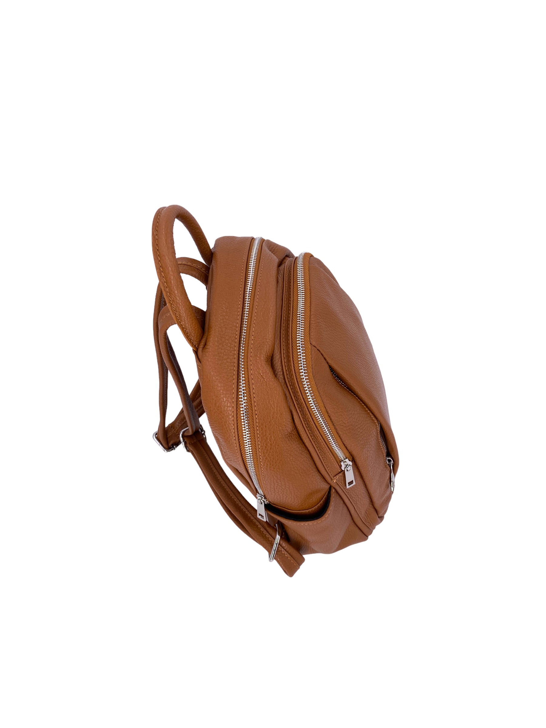 Jolie – Women's backpack in genuine hammered Italian leather with double compartment and multifunctional pockets