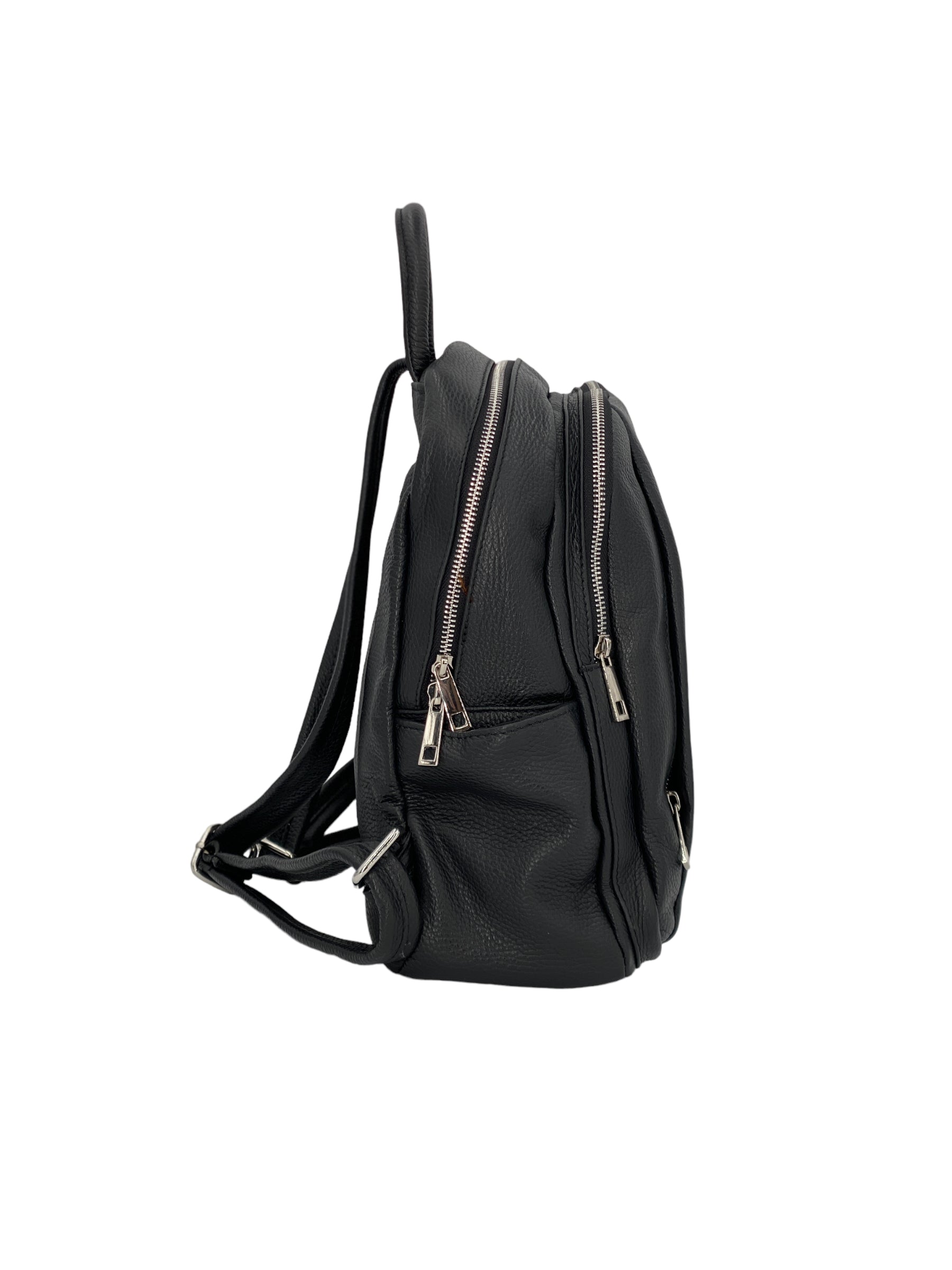 Jolie – Women's backpack in genuine hammered Italian leather with double compartment and multifunctional pockets