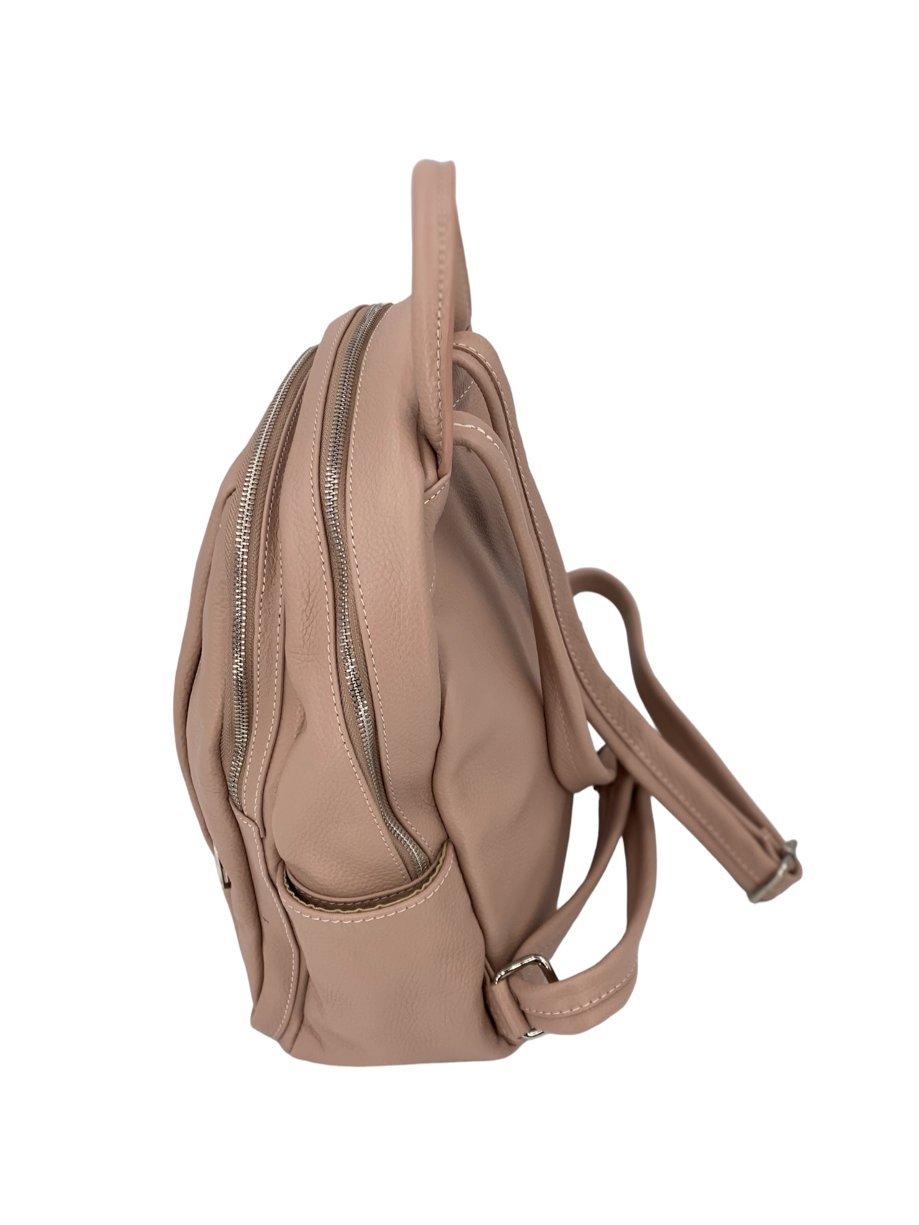 Jolie – Women's backpack in genuine hammered Italian leather with double compartment and multifunctional pockets