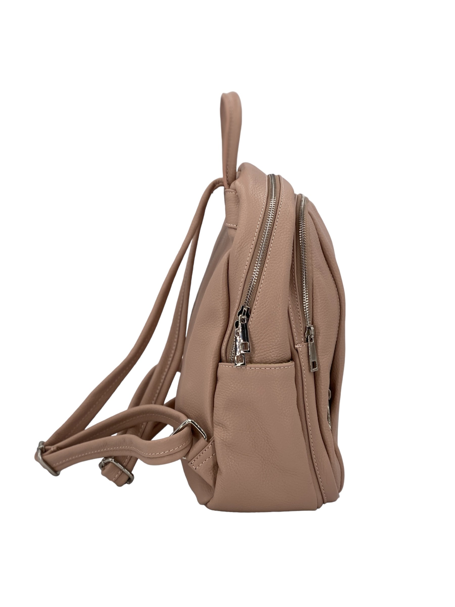 Jolie – Women's backpack in genuine hammered Italian leather with double compartment and multifunctional pockets