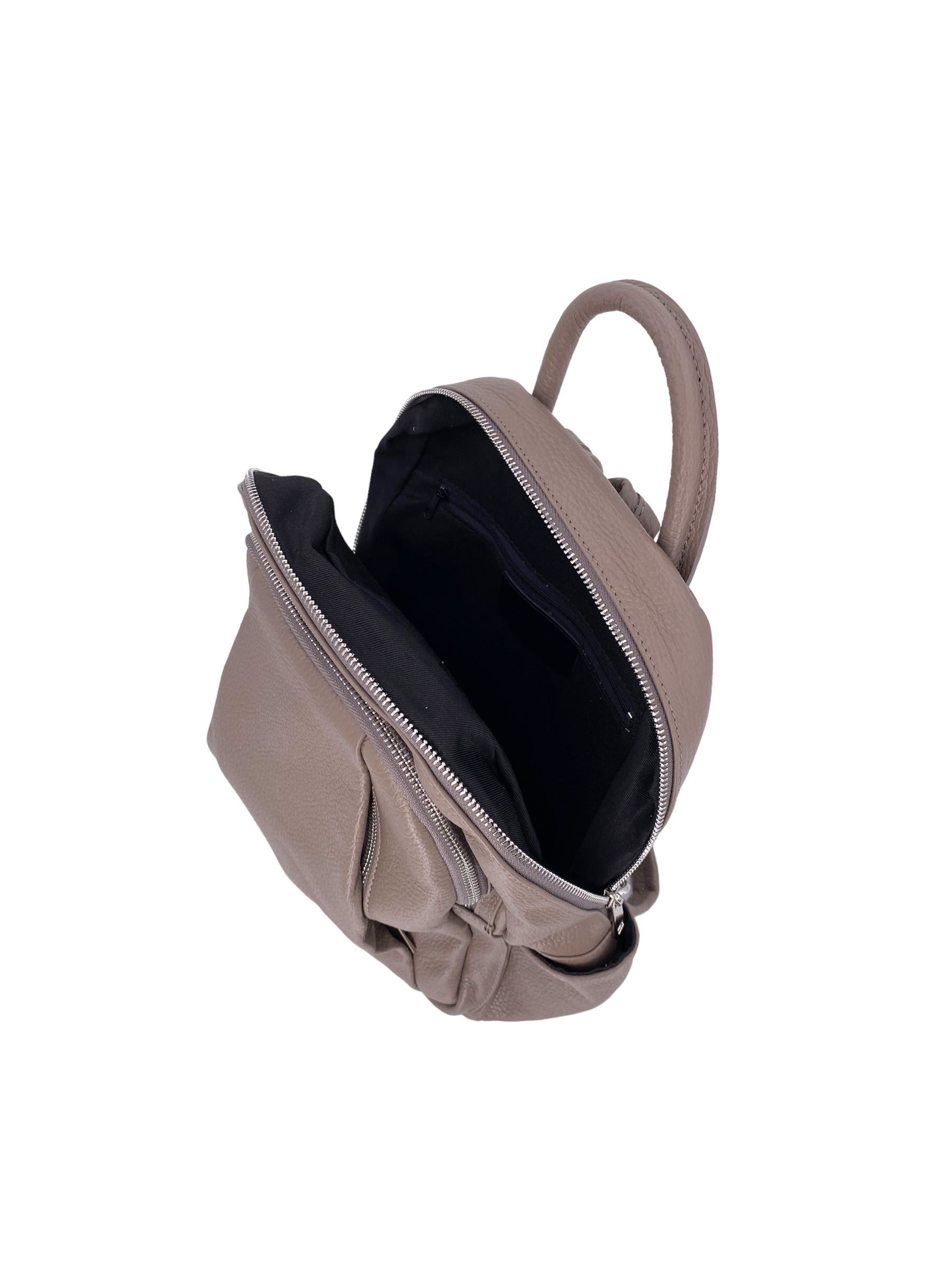 Jolie – Women's backpack in genuine hammered Italian leather with double compartment and multifunctional pockets