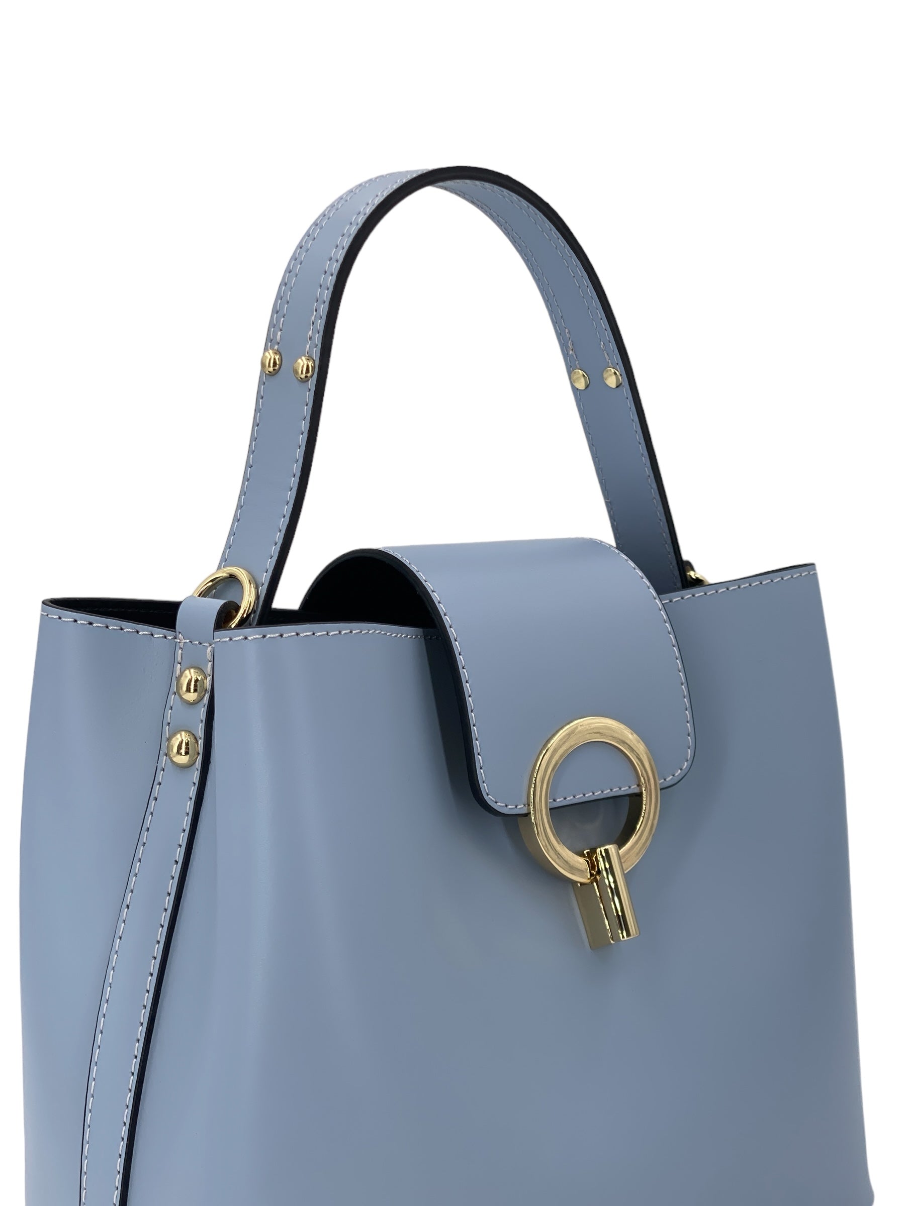 Amelie – Women's handbag and shoulder bag in genuine Italian leather with reinforced bottom and gold feet