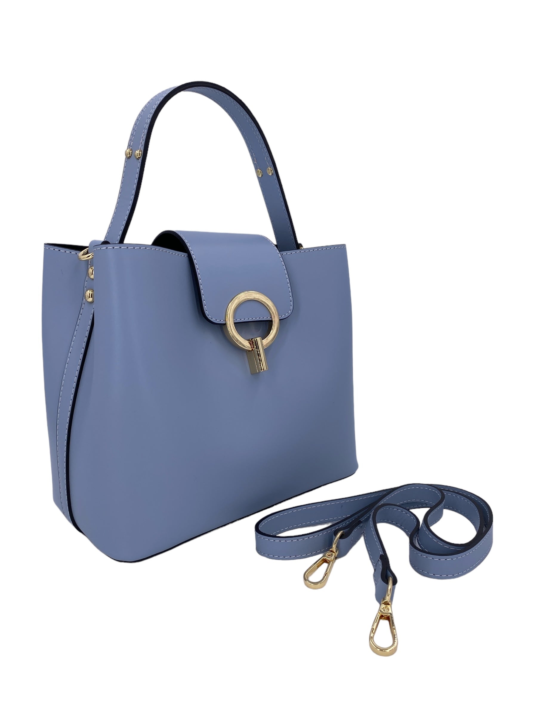 Amelie – Women's handbag and shoulder bag in genuine Italian leather with reinforced bottom and gold feet