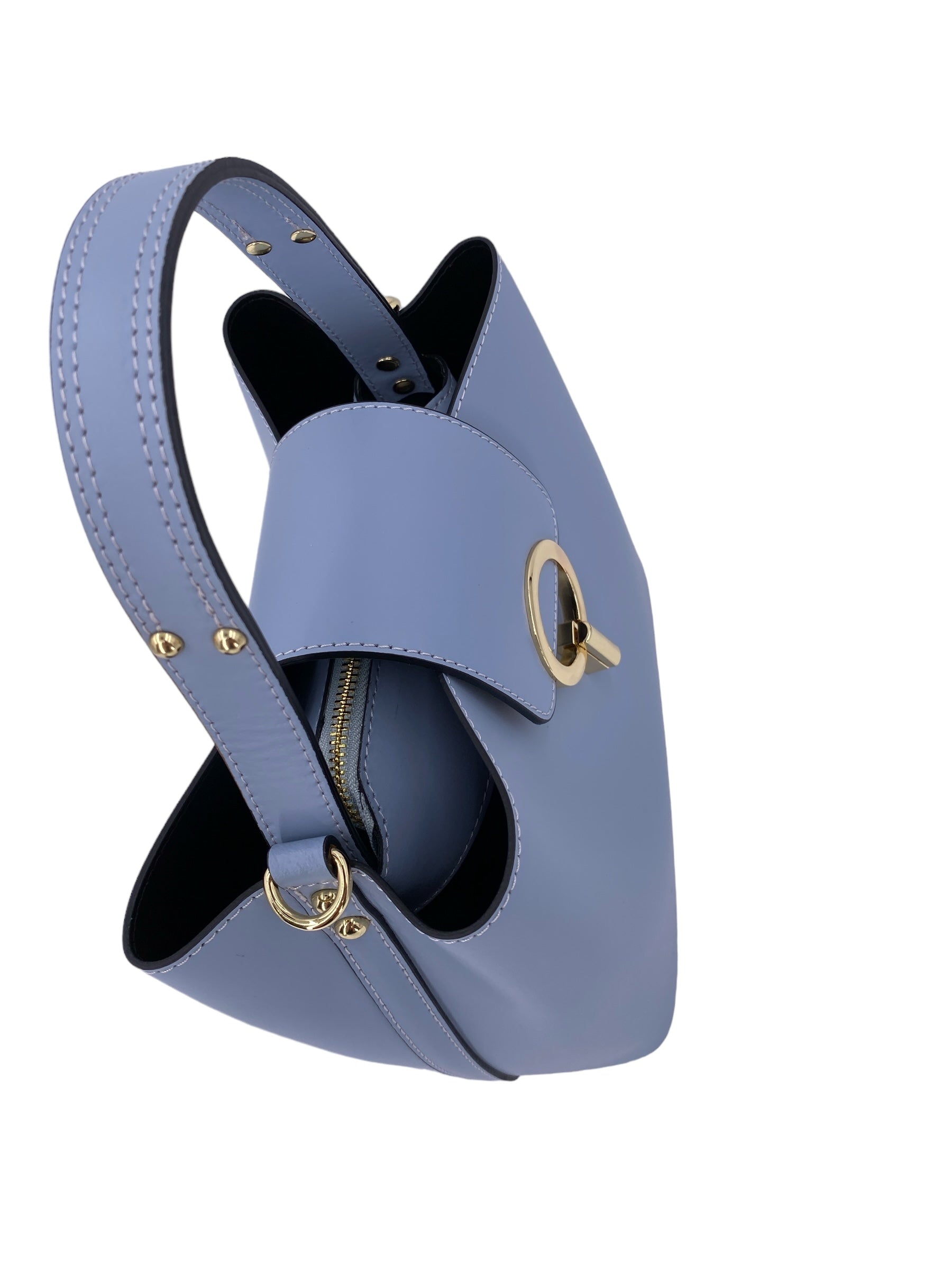 Amelie – Women's handbag and shoulder bag in genuine Italian leather with reinforced bottom and gold feet