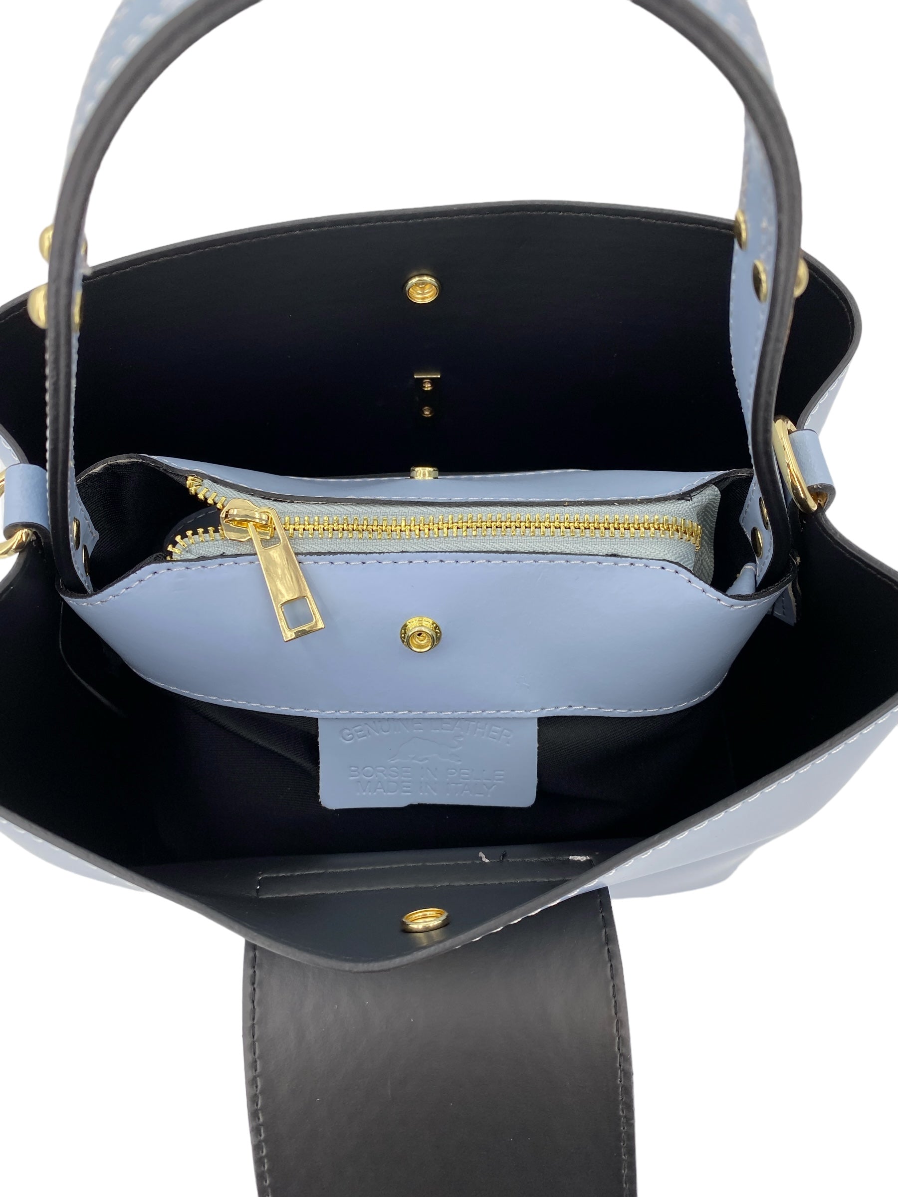 Amelie – Women's handbag and shoulder bag in genuine Italian leather with reinforced bottom and gold feet