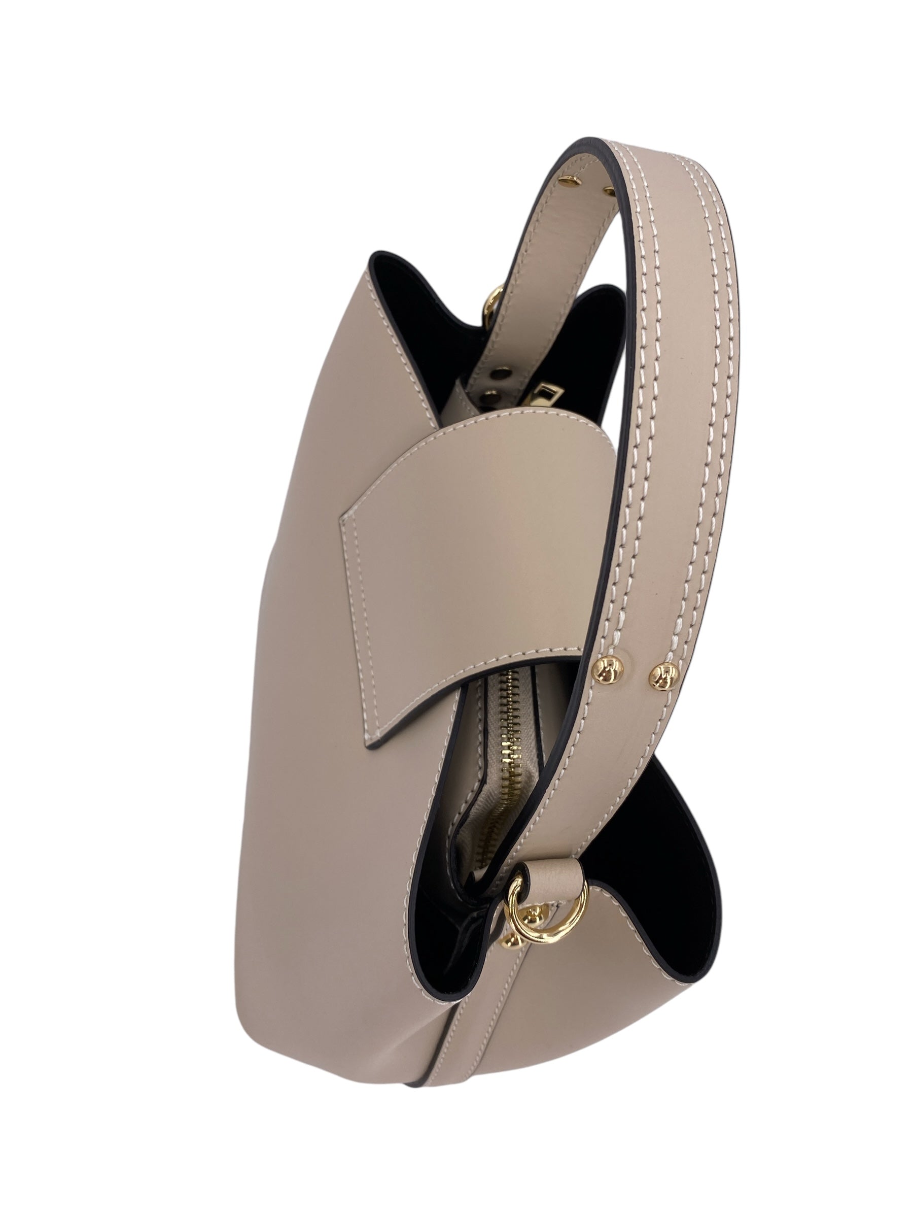 Amelie – Women's handbag and shoulder bag in genuine Italian leather with reinforced bottom and gold feet