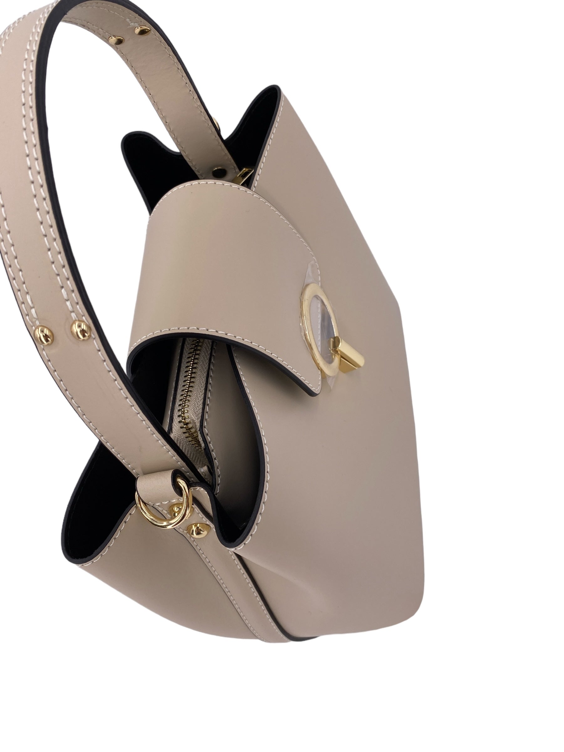 Amelie – Women's handbag and shoulder bag in genuine Italian leather with reinforced bottom and gold feet