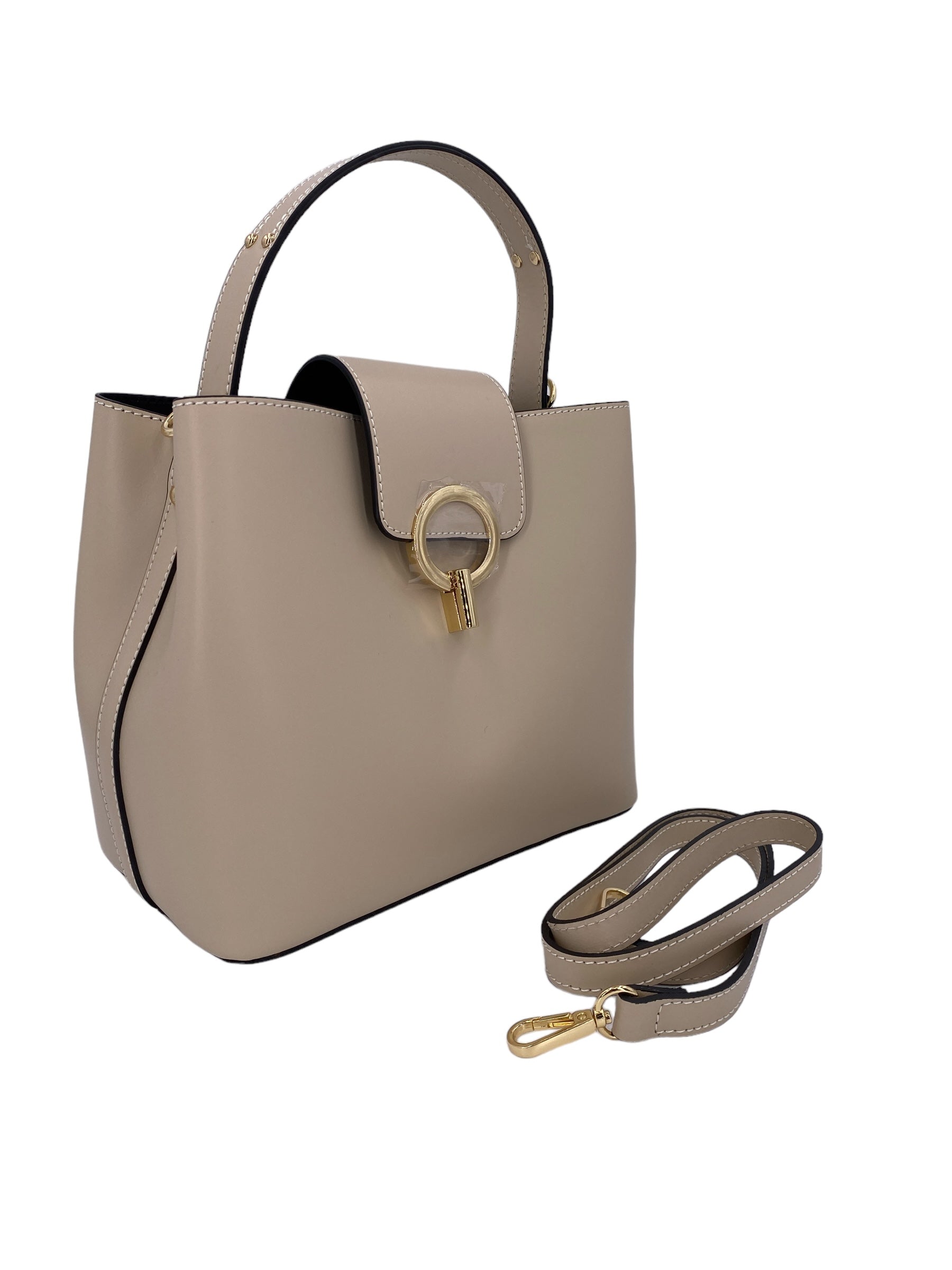 Amelie – Women's handbag and shoulder bag in genuine Italian leather with reinforced bottom and gold feet