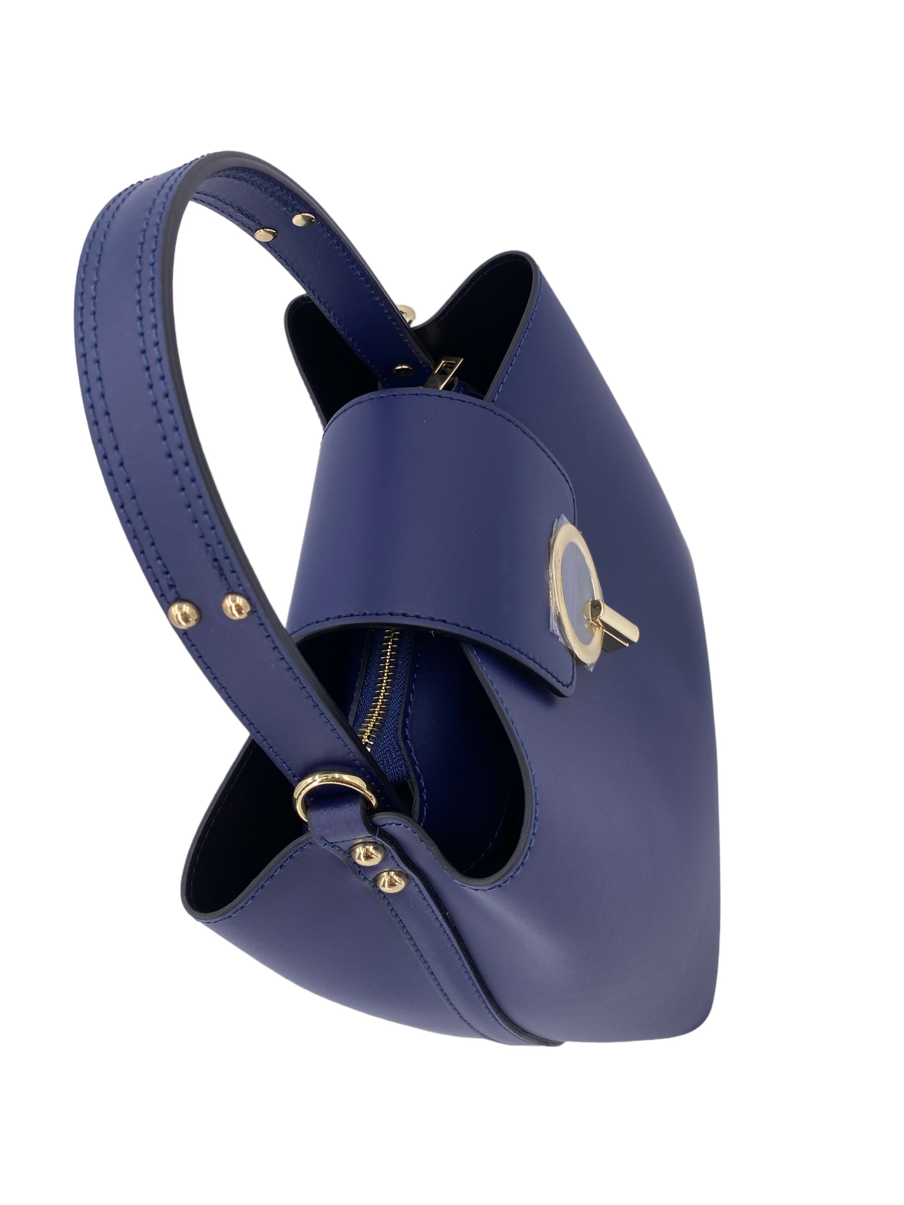 Amelie – Women's handbag and shoulder bag in genuine Italian leather with reinforced bottom and gold feet