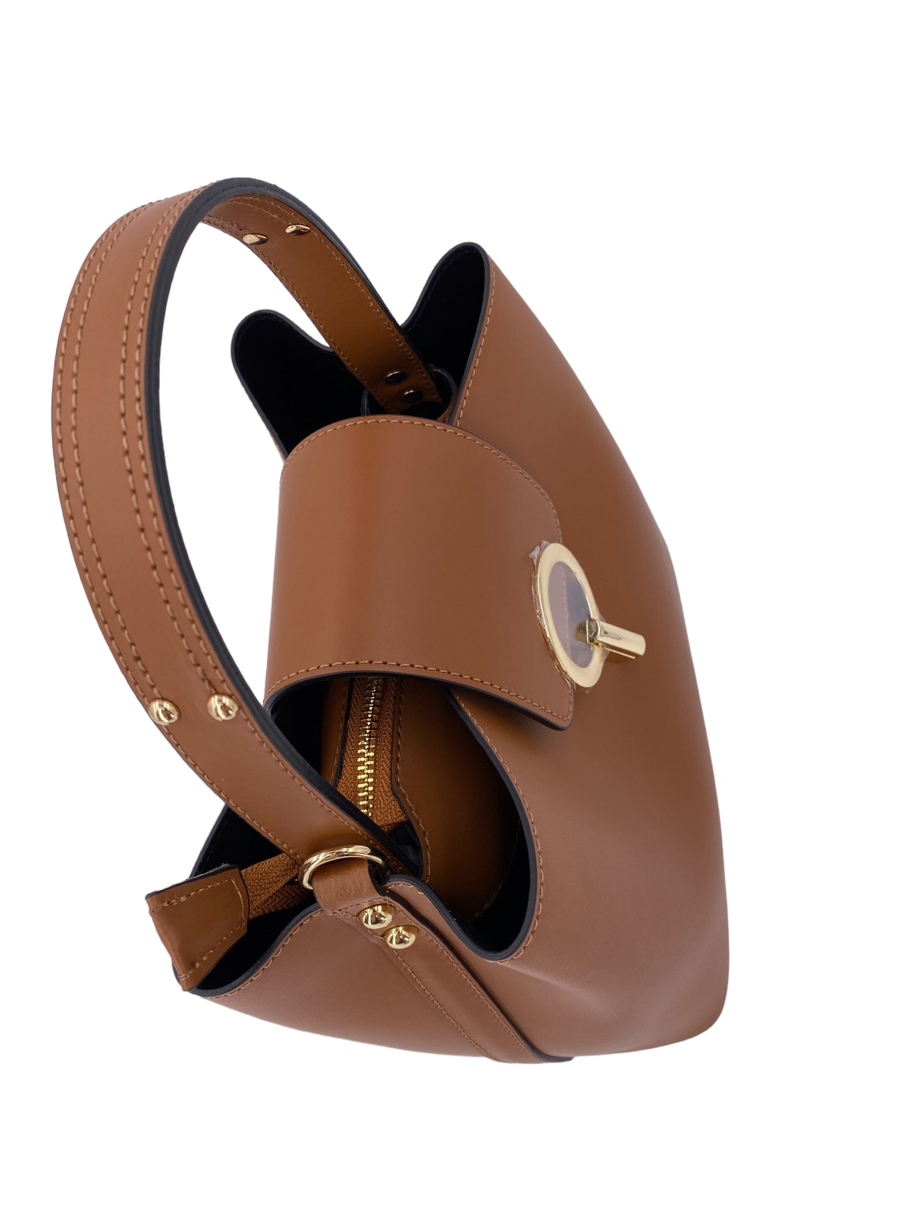 Amelie – Women's handbag and shoulder bag in genuine Italian leather with reinforced bottom and gold feet