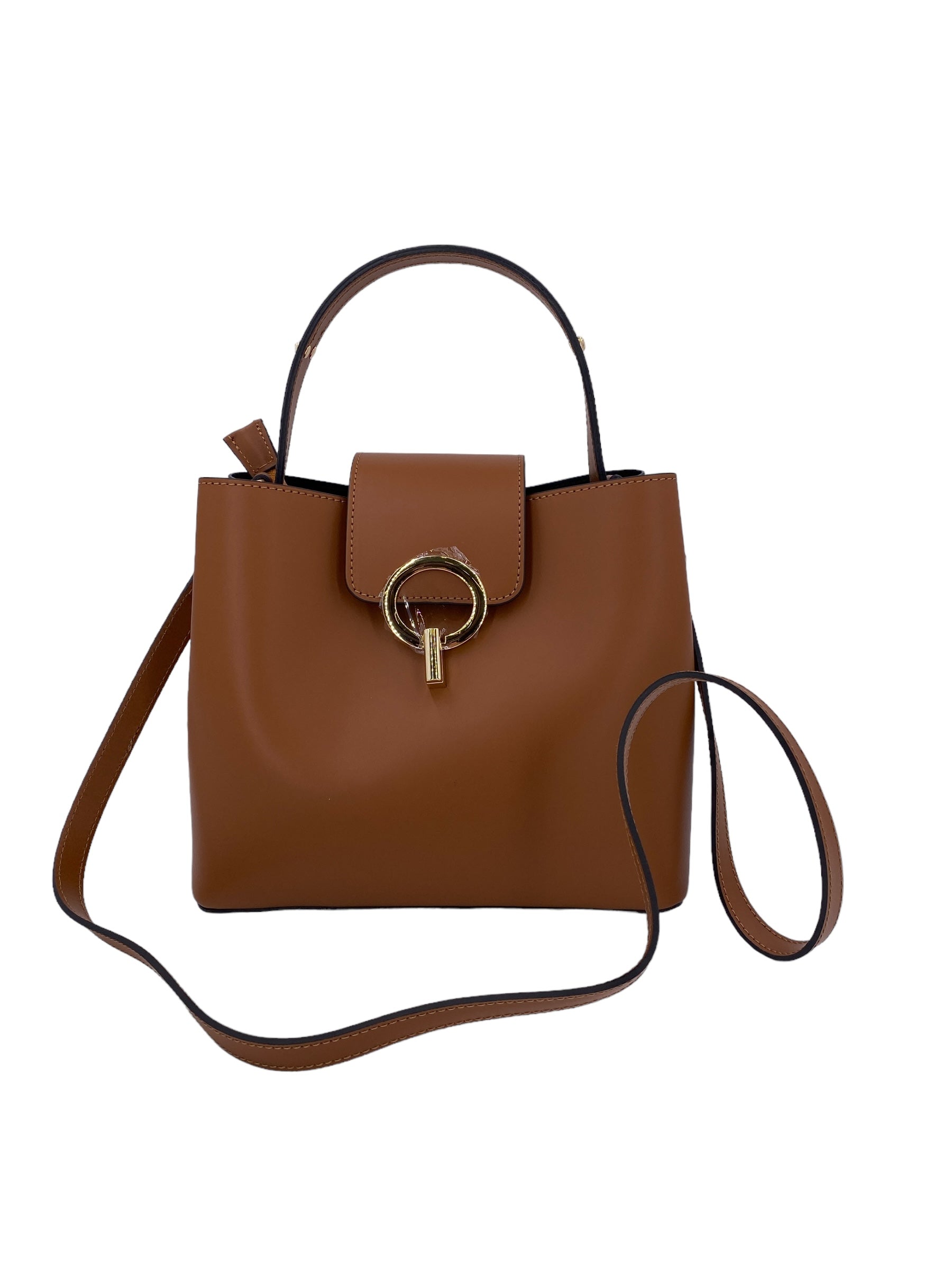 Amelie – Women's handbag and shoulder bag in genuine Italian leather with reinforced bottom and gold feet