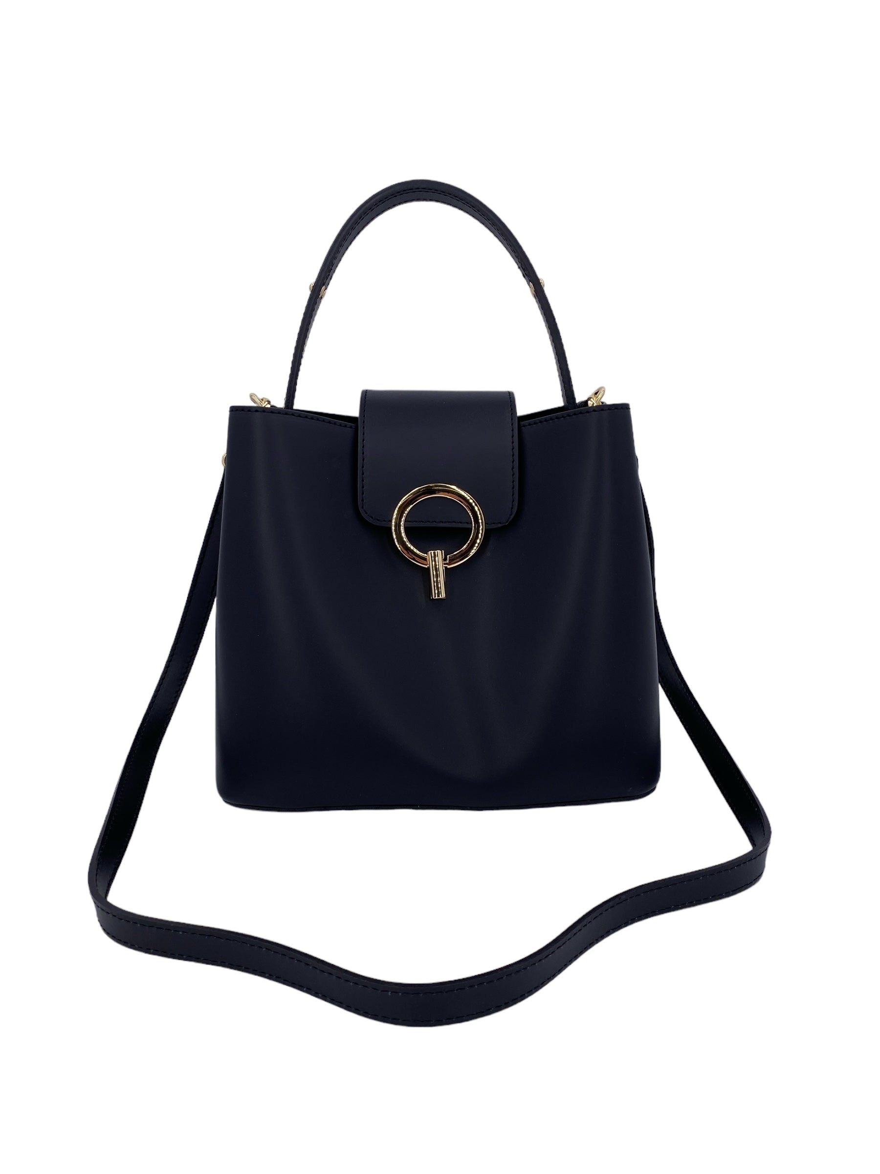 Amelie – Women's handbag and shoulder bag in genuine Italian leather with reinforced bottom and gold feet