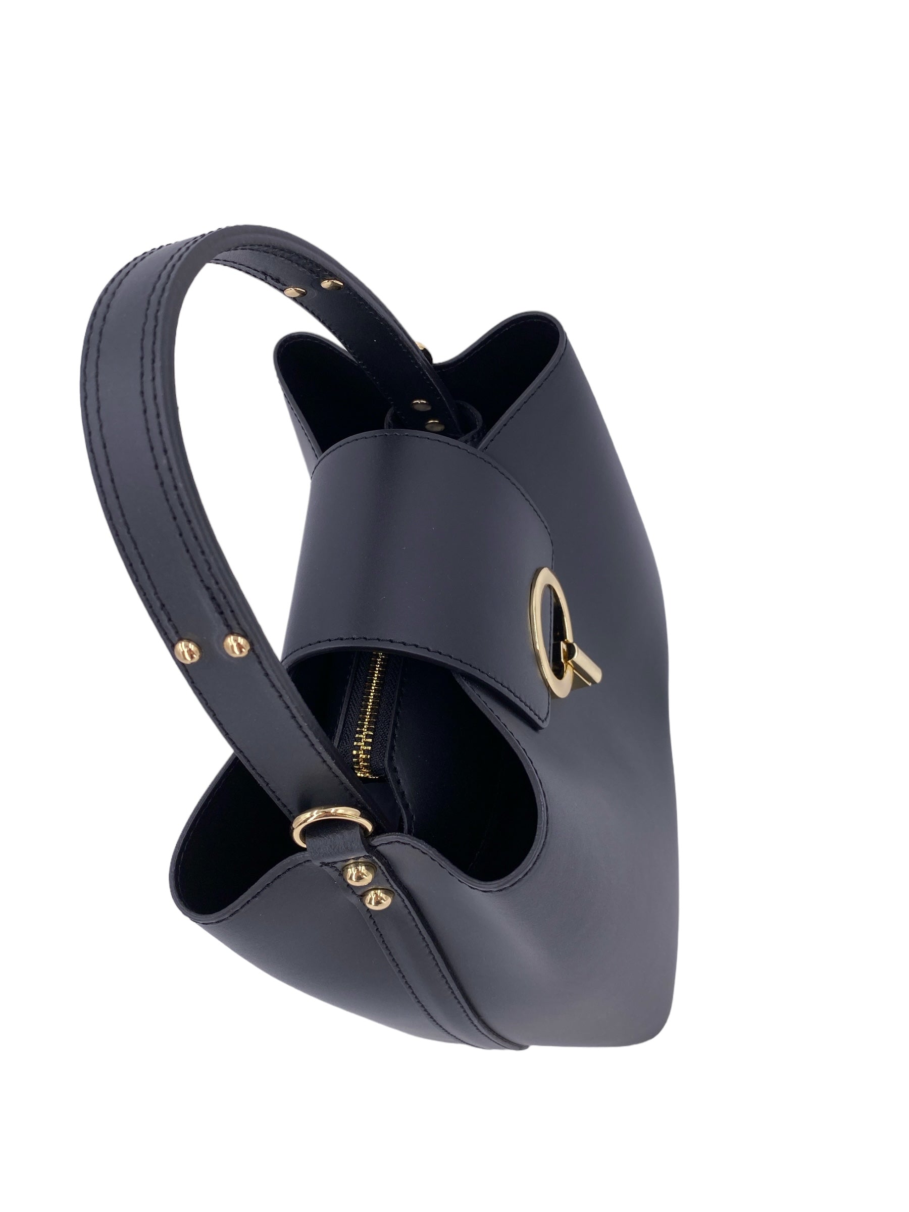 Amelie – Women's handbag and shoulder bag in genuine Italian leather with reinforced bottom and gold feet