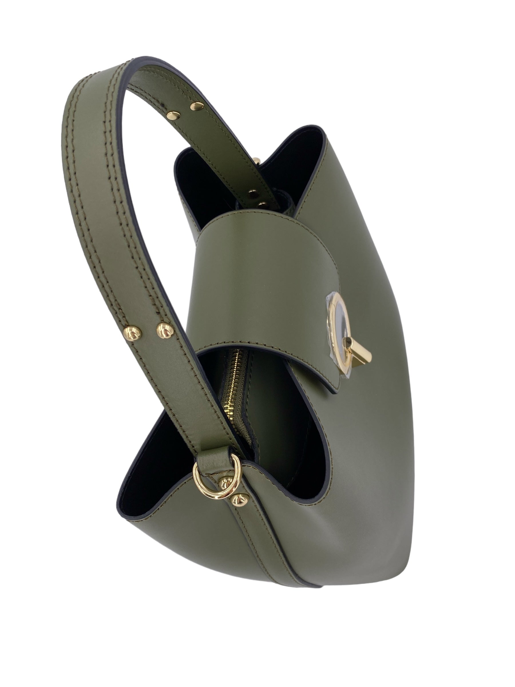 Amelie – Women's handbag and shoulder bag in genuine Italian leather with reinforced bottom and gold feet