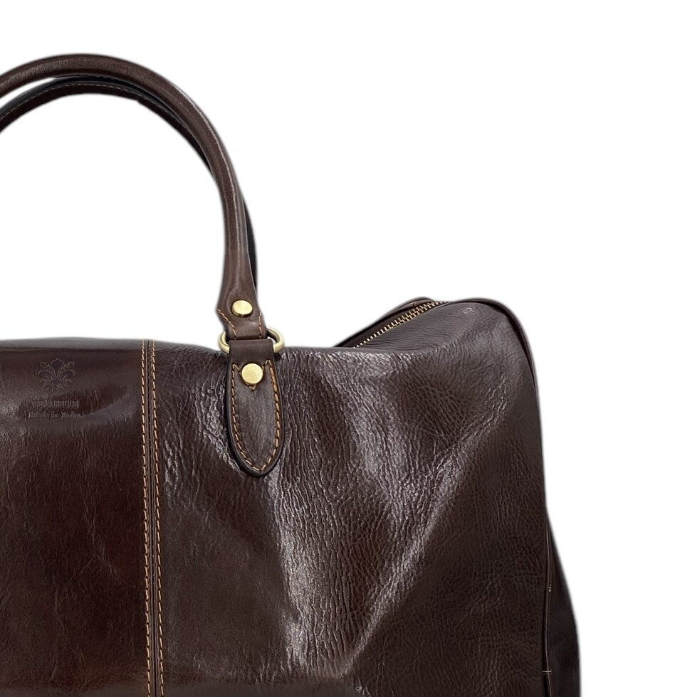 Etienne – Herren-Reisetasche aus echtem italienischen Leder mit Schultergurt und doppelt verstärkten Griffen
