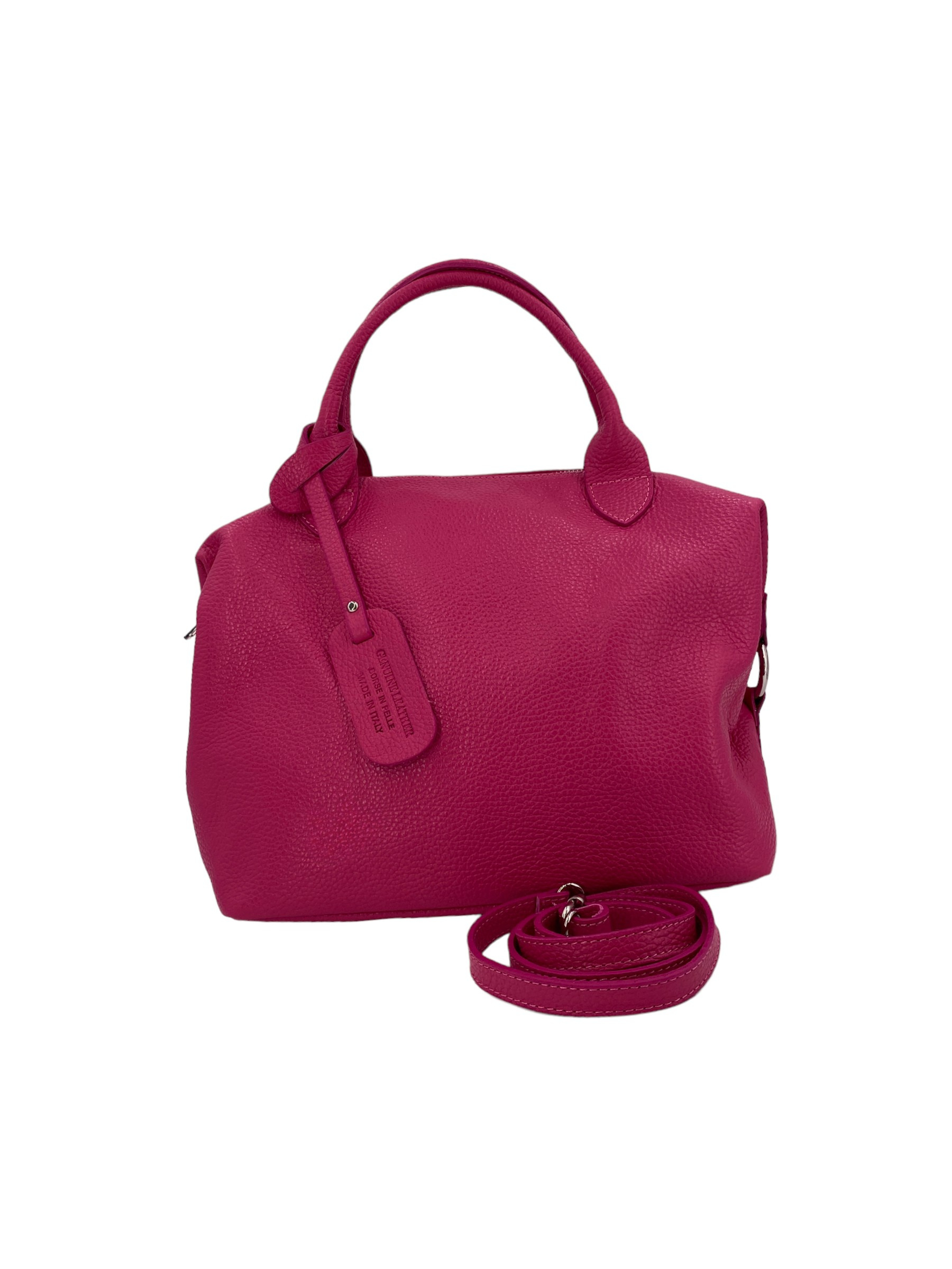 Eleonore – Damenhandtasche und Umhängetasche aus echtem italienischen Leder mit großem Mittelfach