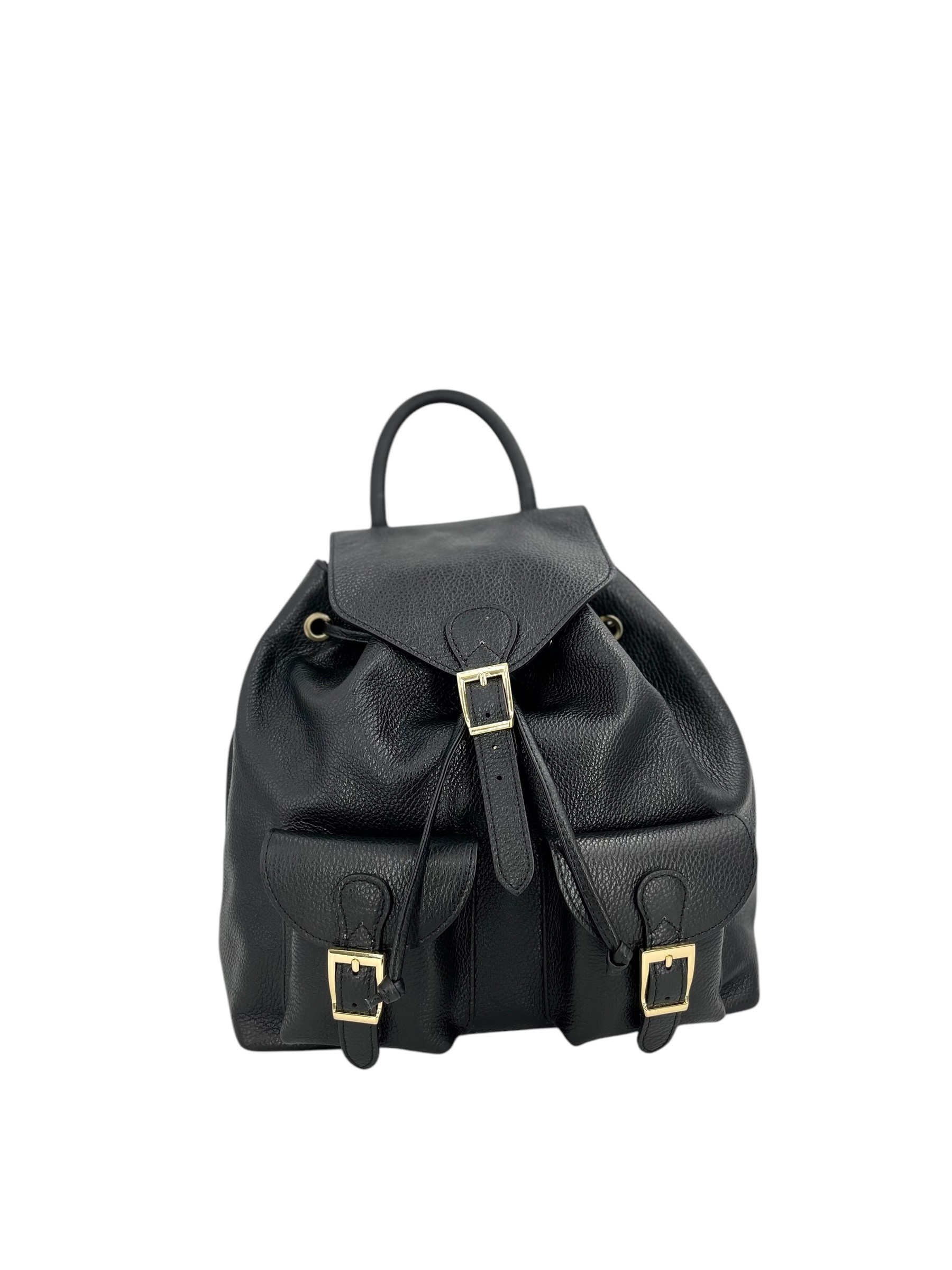 Emma – Women's backpack in genuine Italian leather with adjustable shoulder straps, spacious interior and gold buckle
