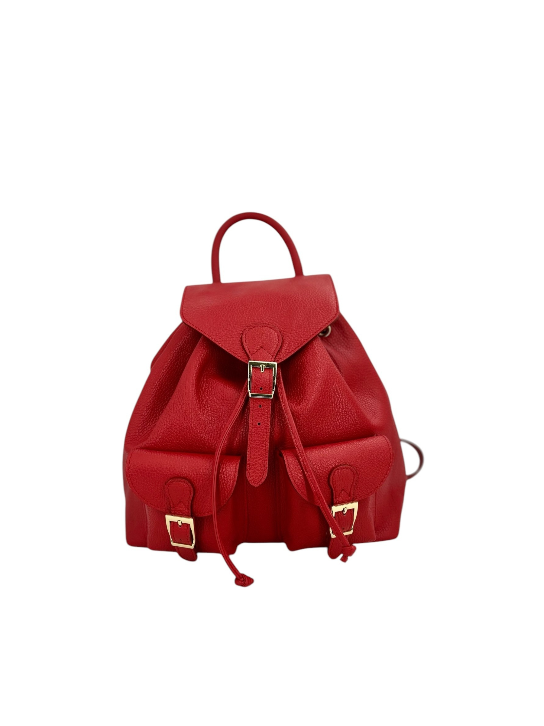 Emma – Women's backpack in genuine Italian leather with adjustable shoulder straps, spacious interior and gold buckle