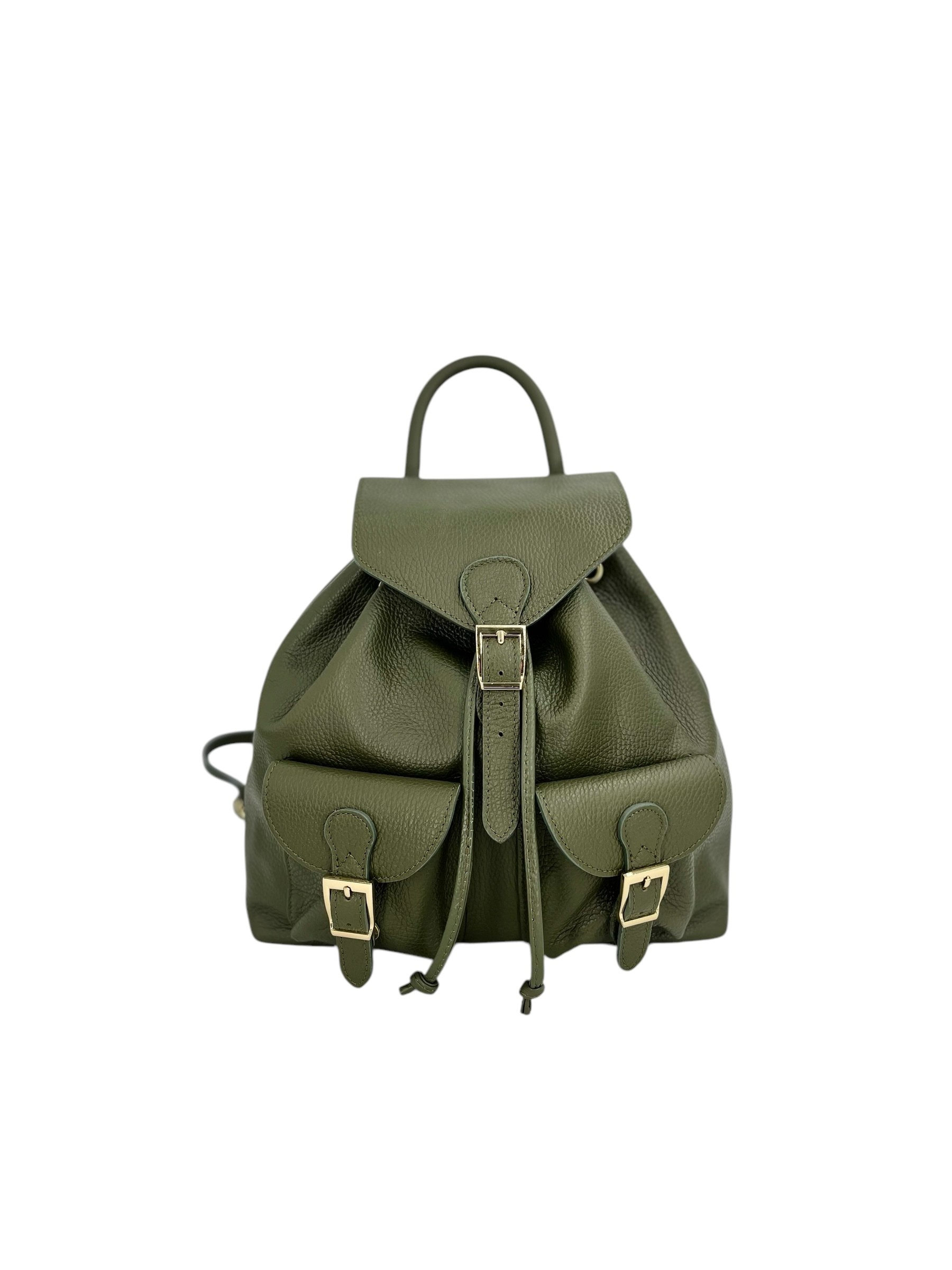 Emma – Women's backpack in genuine Italian leather with adjustable shoulder straps, spacious interior and gold buckle