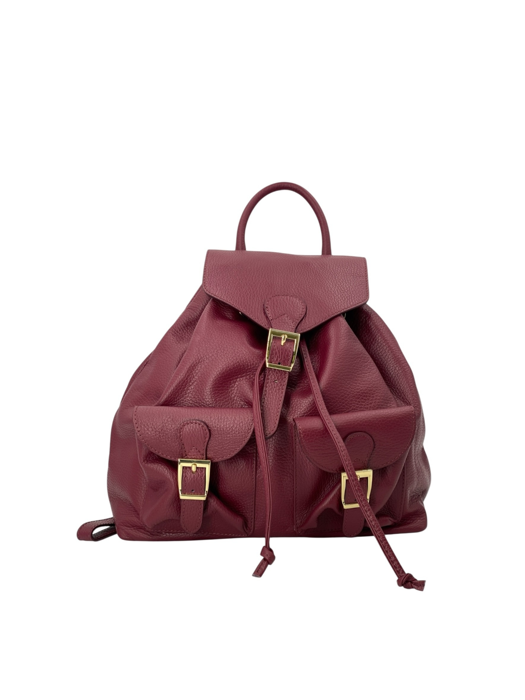 Emma – Women's backpack in genuine Italian leather with adjustable shoulder straps, spacious interior and gold buckle