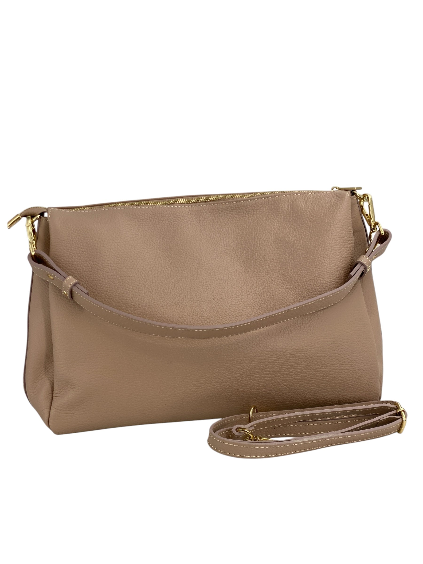 Solange – Damenhandtasche und Umhängetasche aus echtem italienischen Leder mit geräumigem und organisiertem Innenraum