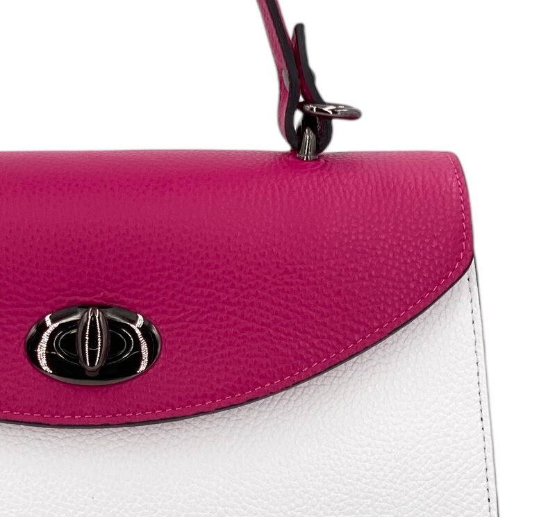 Aurore – Damenhandtasche aus Leder mit verstärktem oberen Griff und verstellbarem Schultergurt